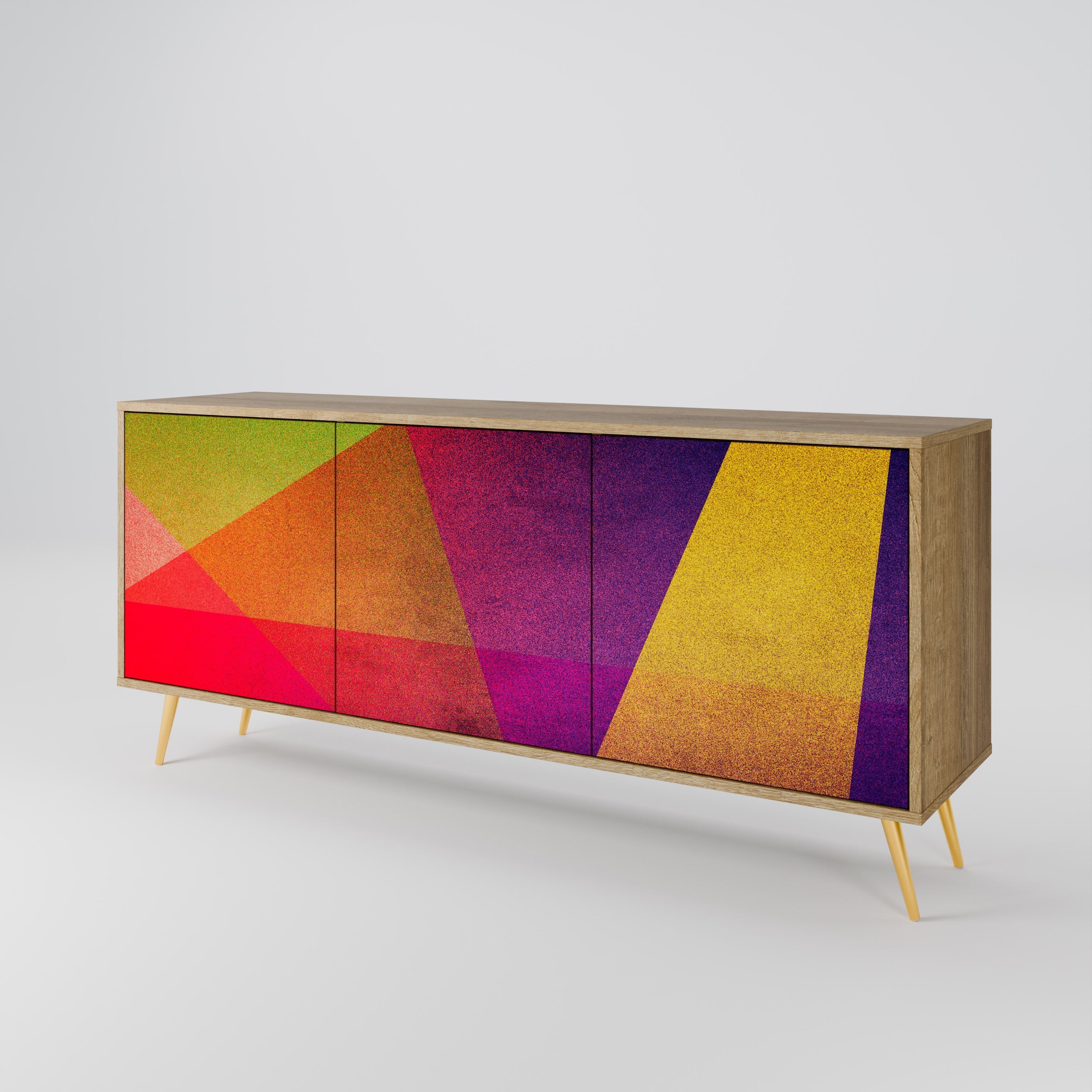 VIVID GEOMETRY 3-türiges Sideboard in Eichenoptik