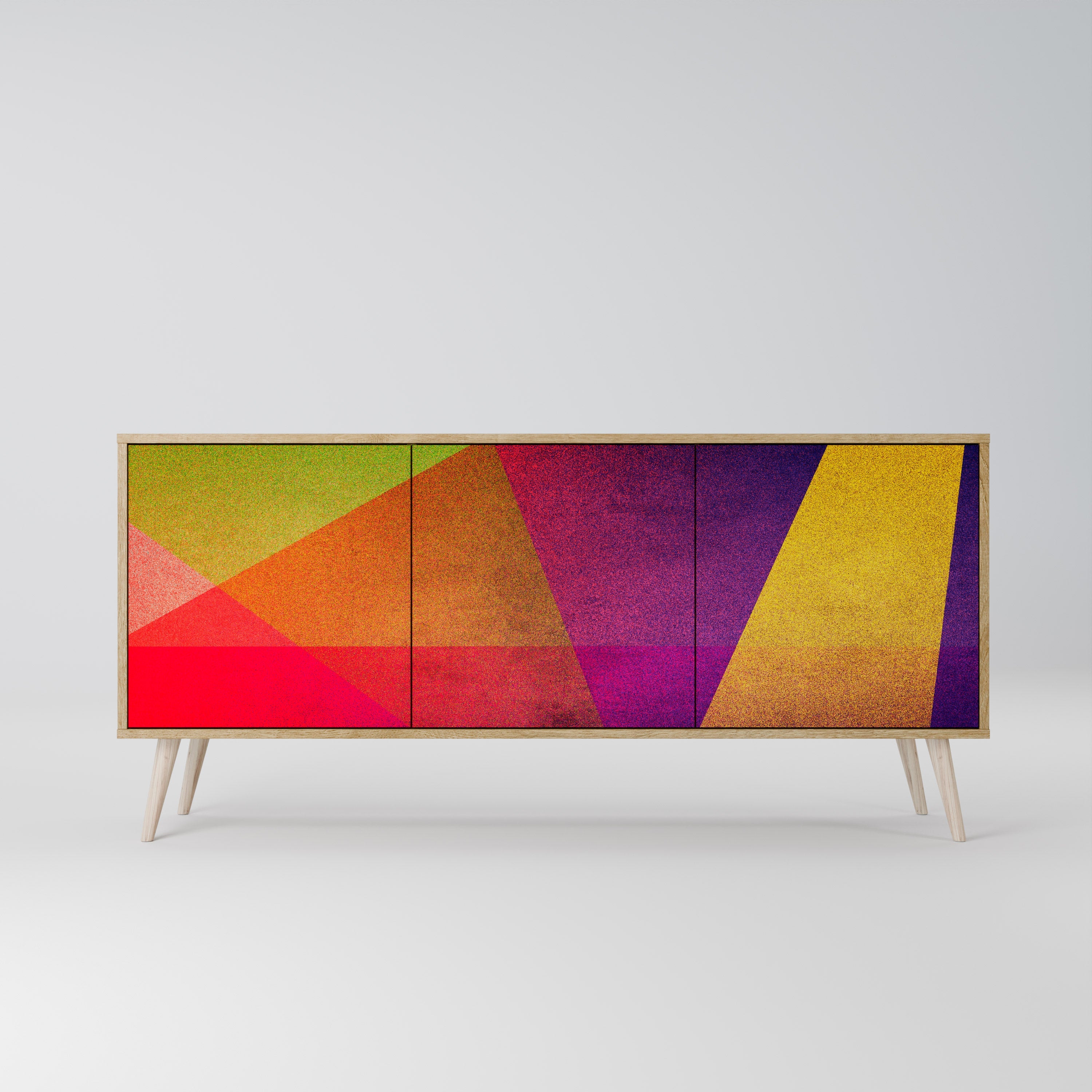 VIVID GEOMETRY 3-türiges Sideboard in Eichenoptik
