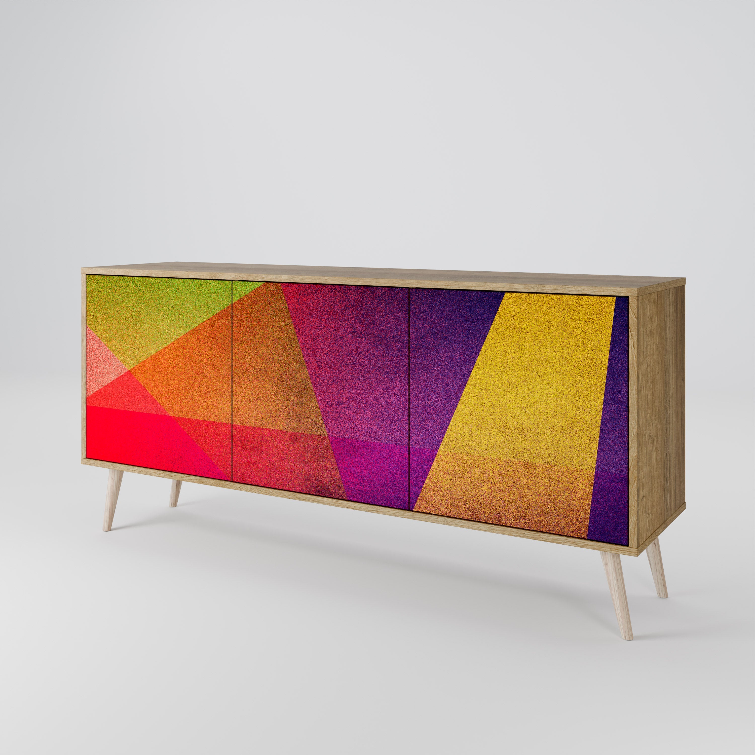 VIVID GEOMETRY 3-türiges Sideboard in Eichenoptik