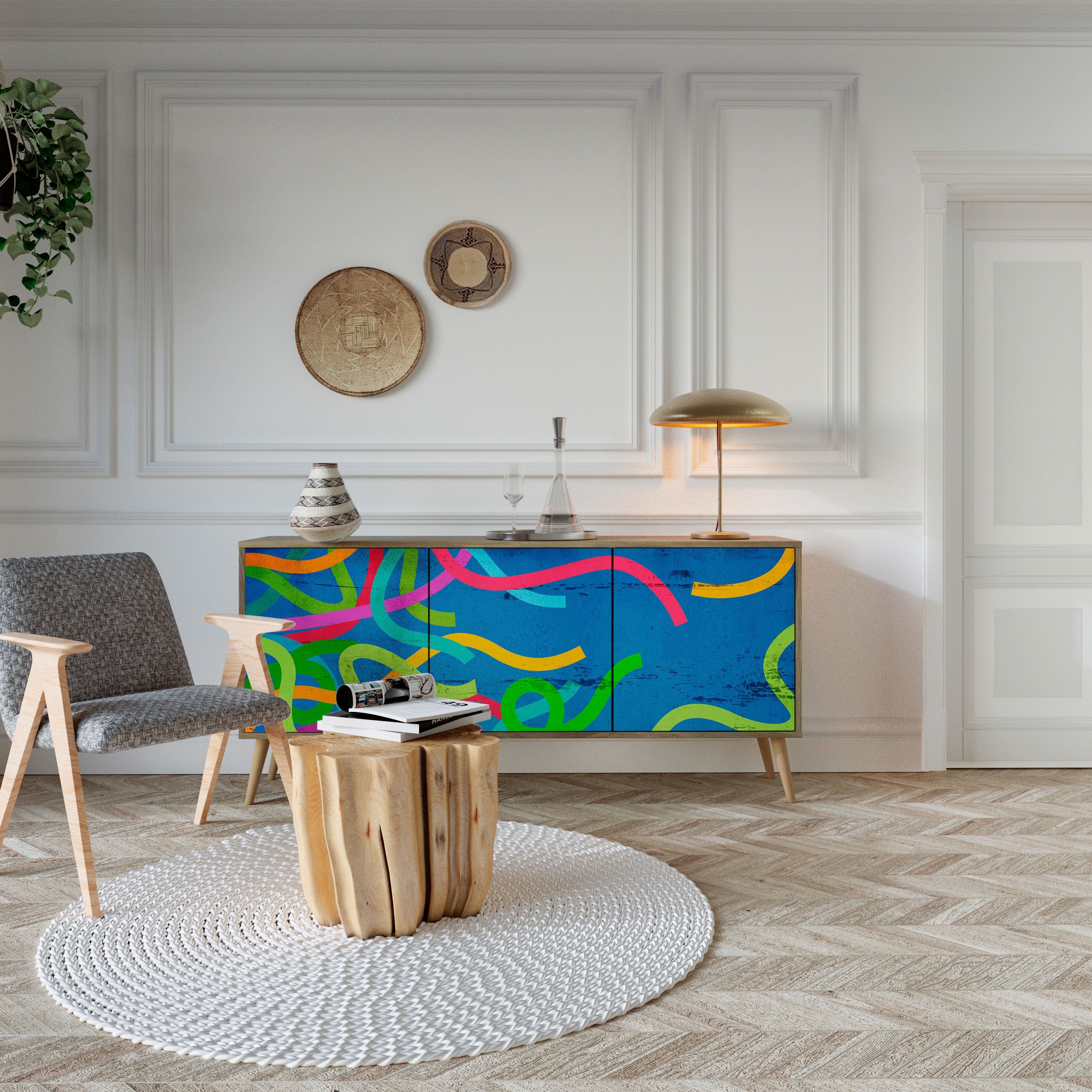 STREAMER TANGLE 3-türiges Sideboard in Eichenoptik
