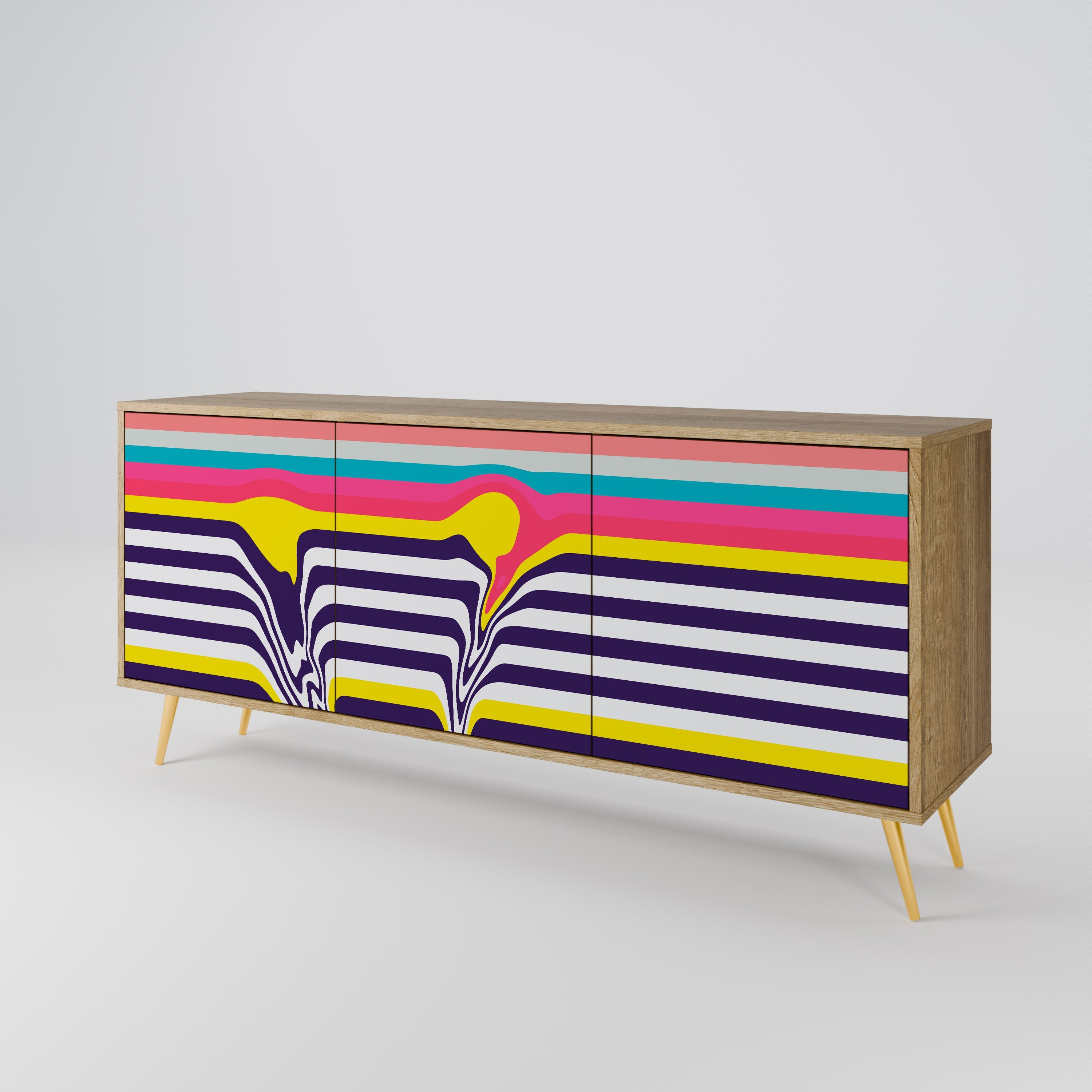 TONE COLLAPSE 3-türiges Sideboard in Eichenoptik