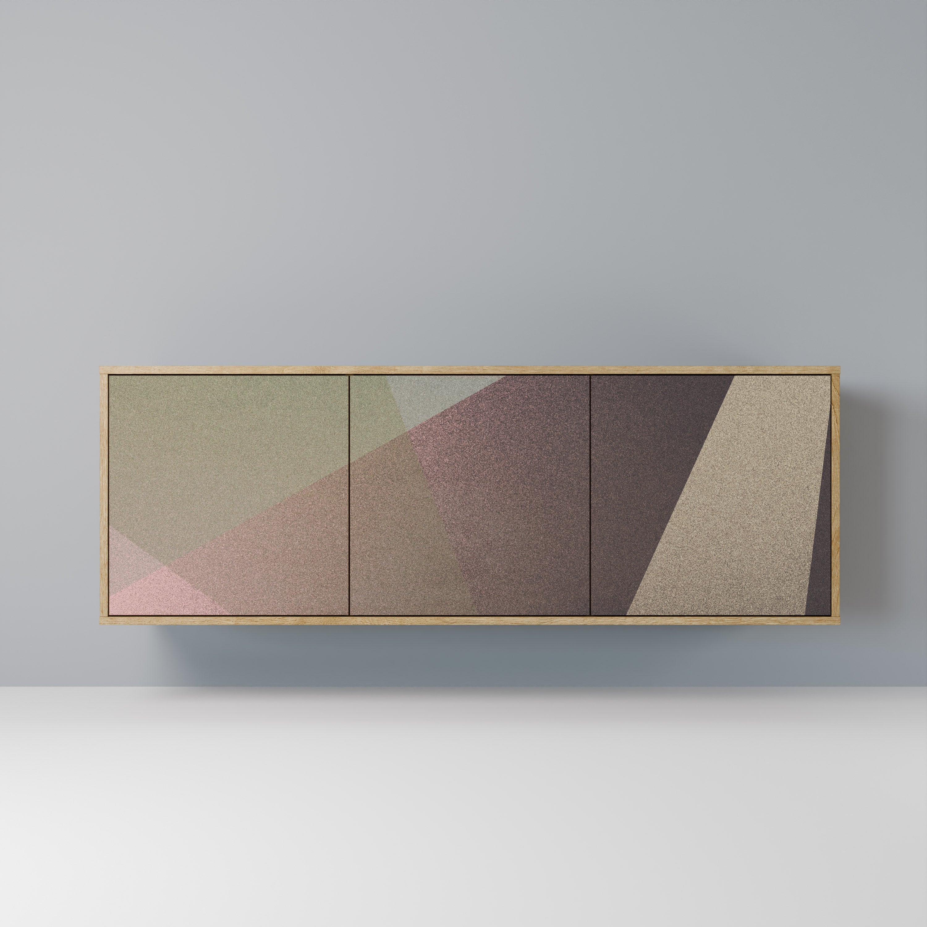 BEIGE GEOMETRY 3-türiges Sideboard in Eichenoptik