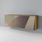 BEIGE GEOMETRY 3-Door Sideboard in Oak Effect