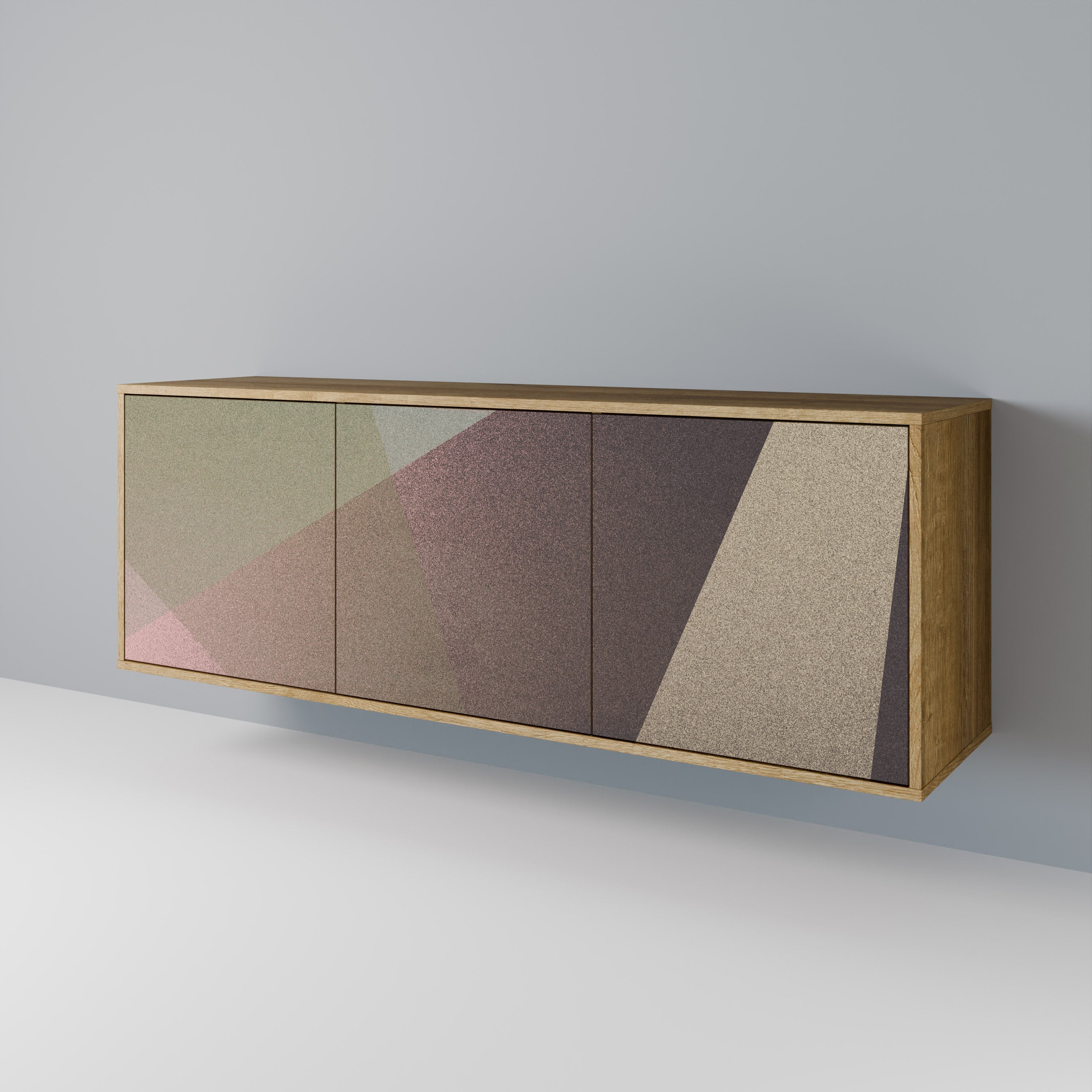 BEIGE GEOMETRY 3-türiges Sideboard in Eichenoptik