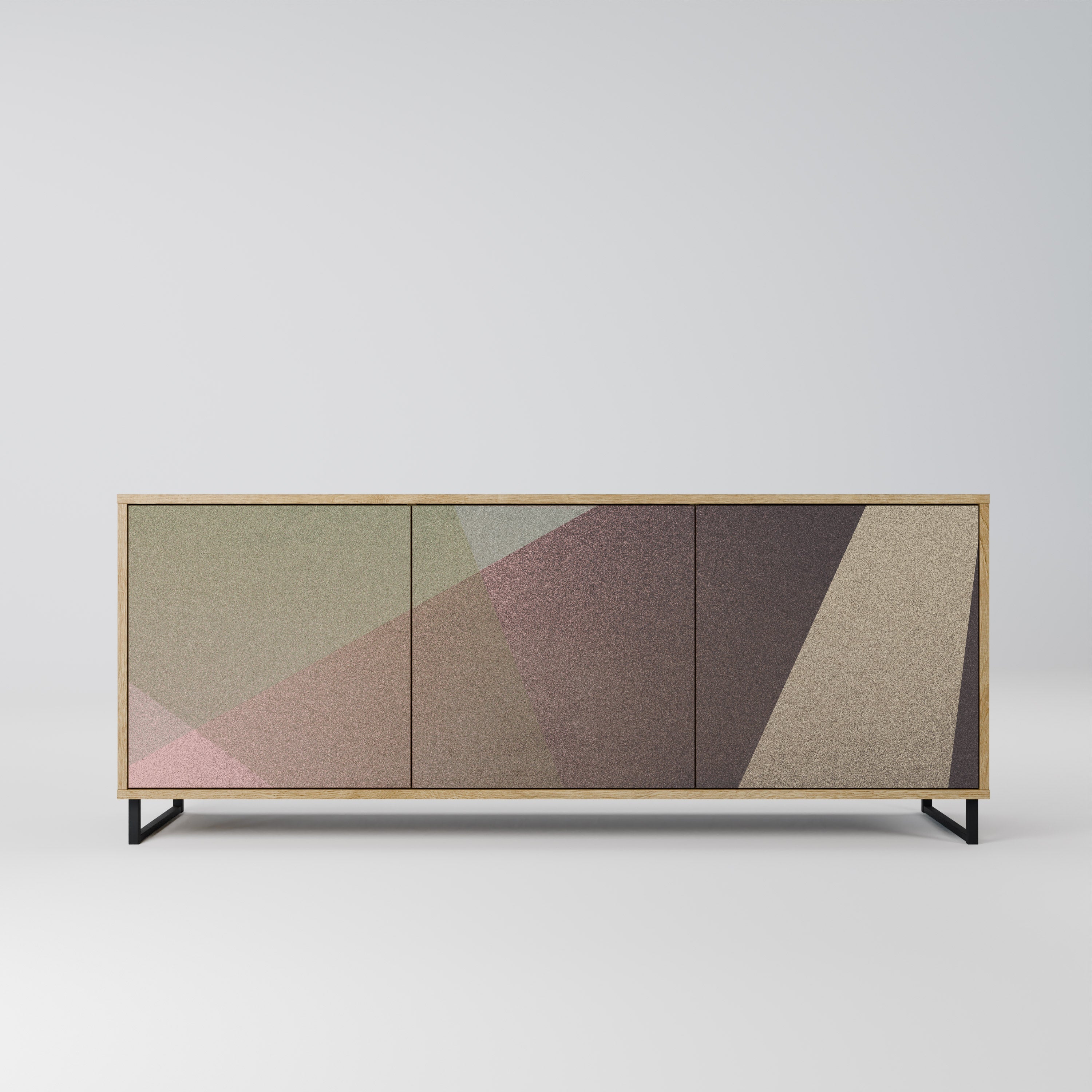 BEIGE GEOMETRY 3-türiges Sideboard in Eichenoptik