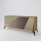 BEIGE GEOMETRY 3-Door Sideboard in Oak Effect