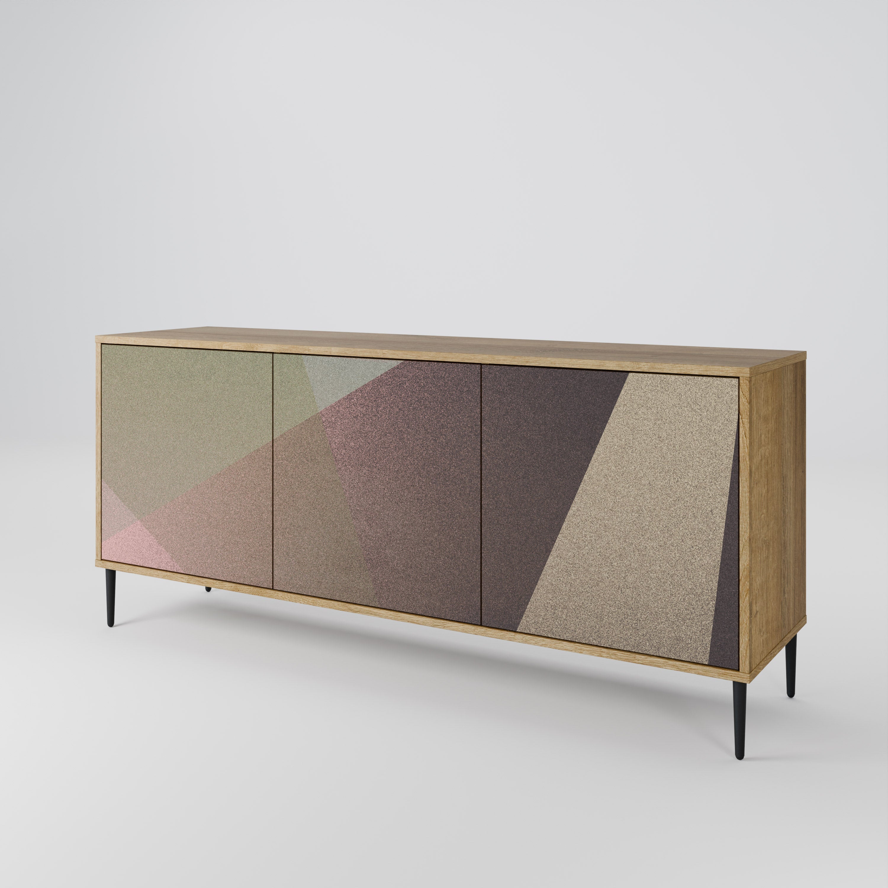 BEIGE GEOMETRY 3-türiges Sideboard in Eichenoptik