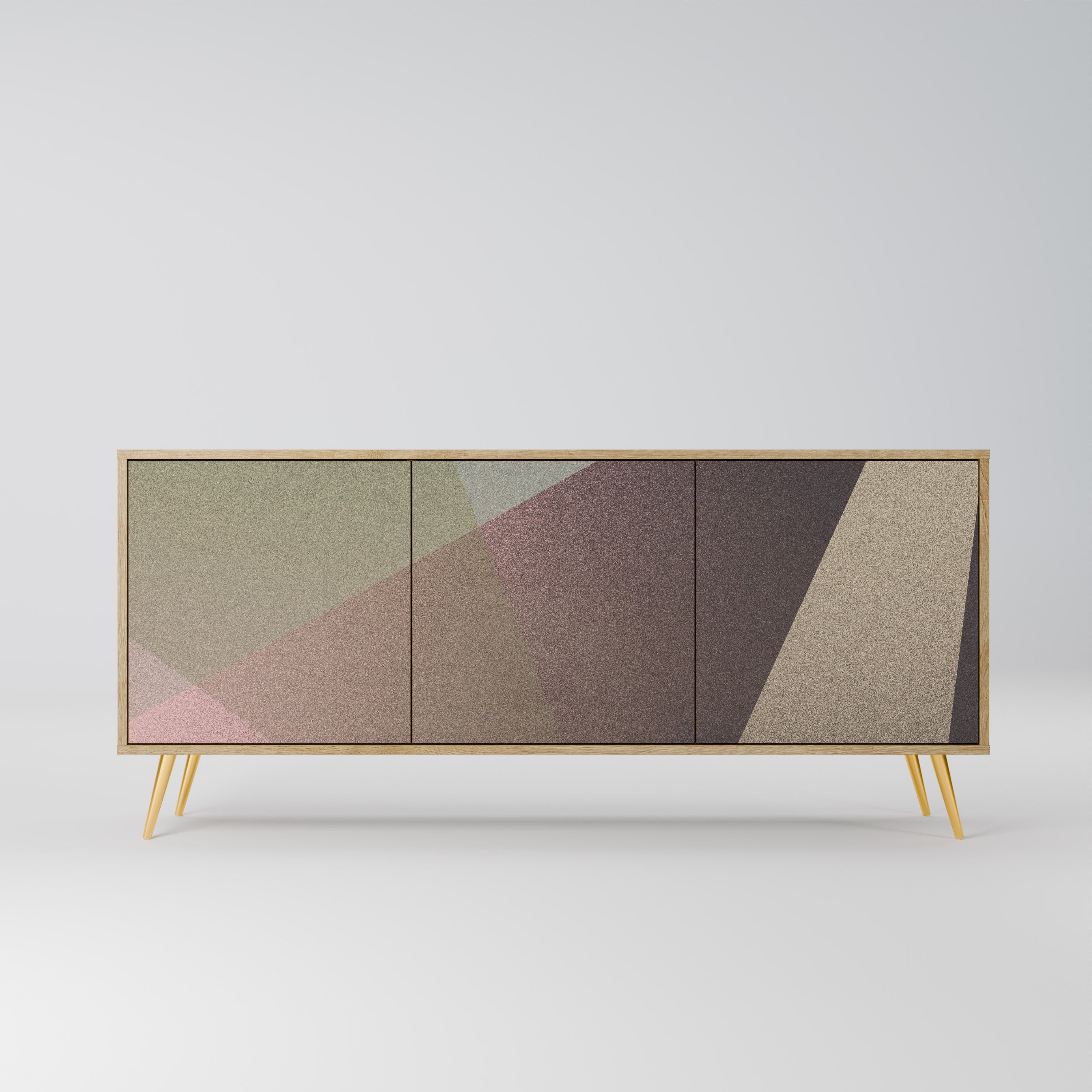 BEIGE GEOMETRY 3-türiges Sideboard in Eichenoptik