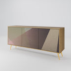 BEIGE GEOMETRY 3-Door Sideboard in Oak Effect