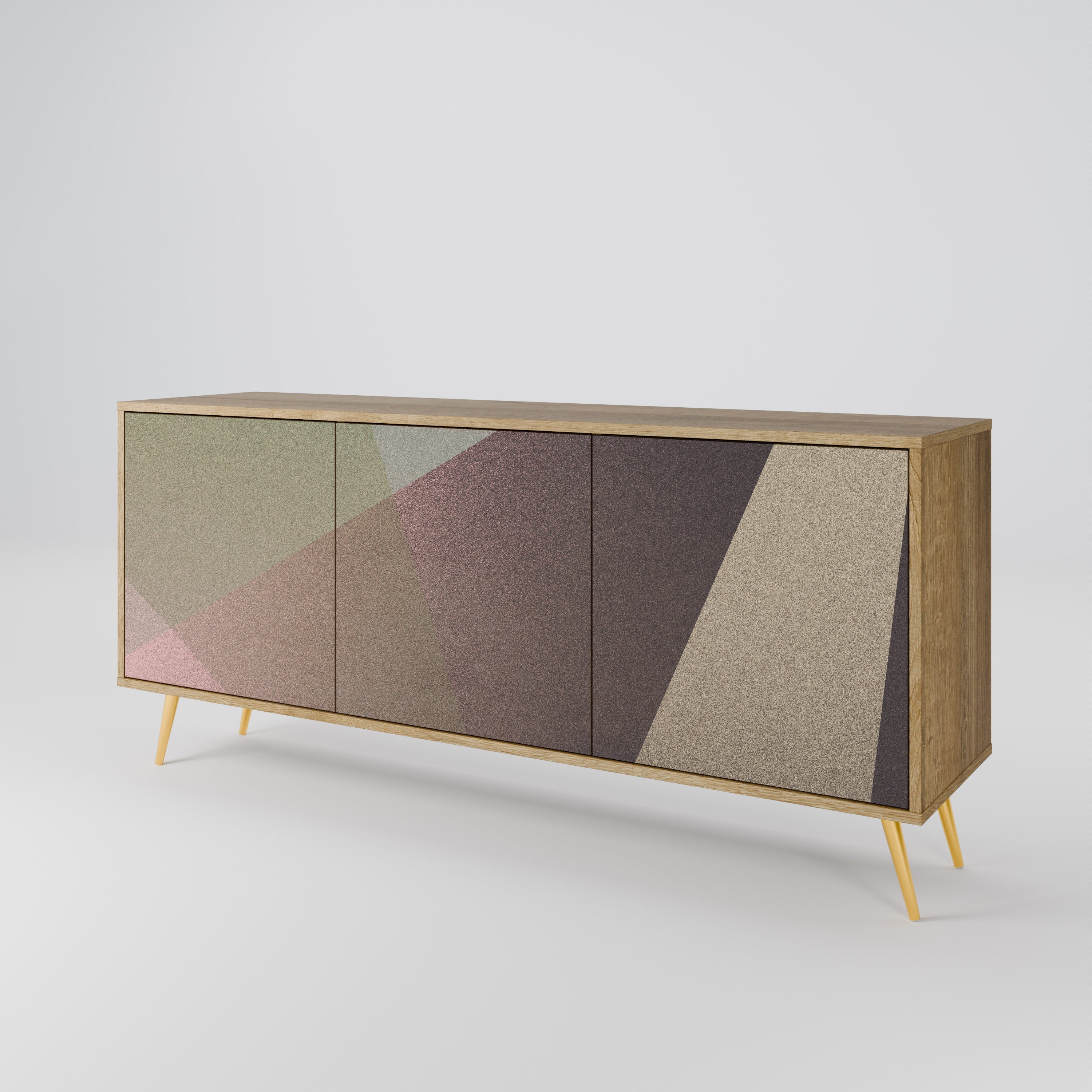 BEIGE GEOMETRY 3-türiges Sideboard in Eichenoptik