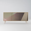 BEIGE GEOMETRY 3-Door Sideboard in Oak Effect