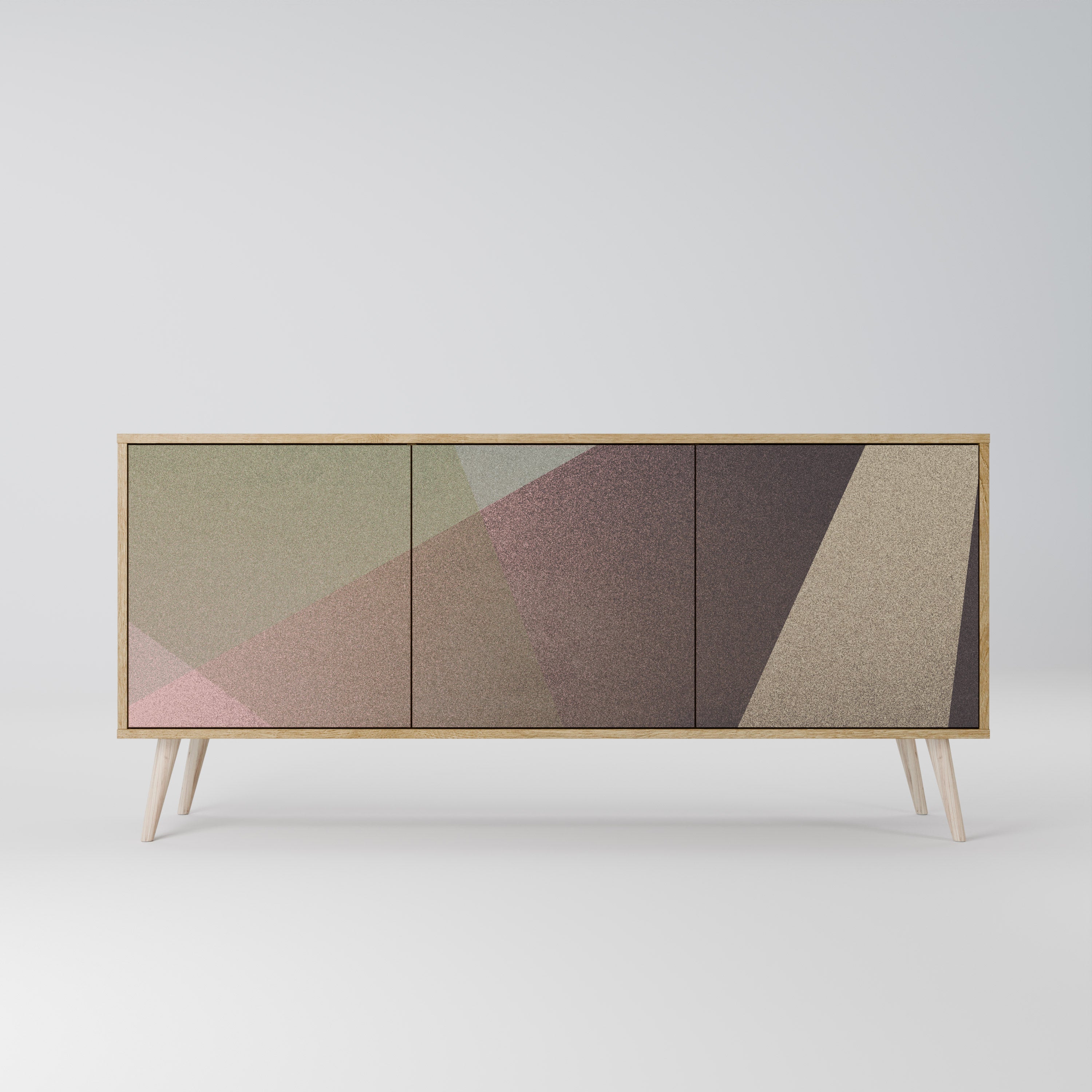 BEIGE GEOMETRY 3-türiges Sideboard in Eichenoptik