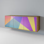 BRIGHT GEOMETRY 3-Door Sideboard in Oak Effect