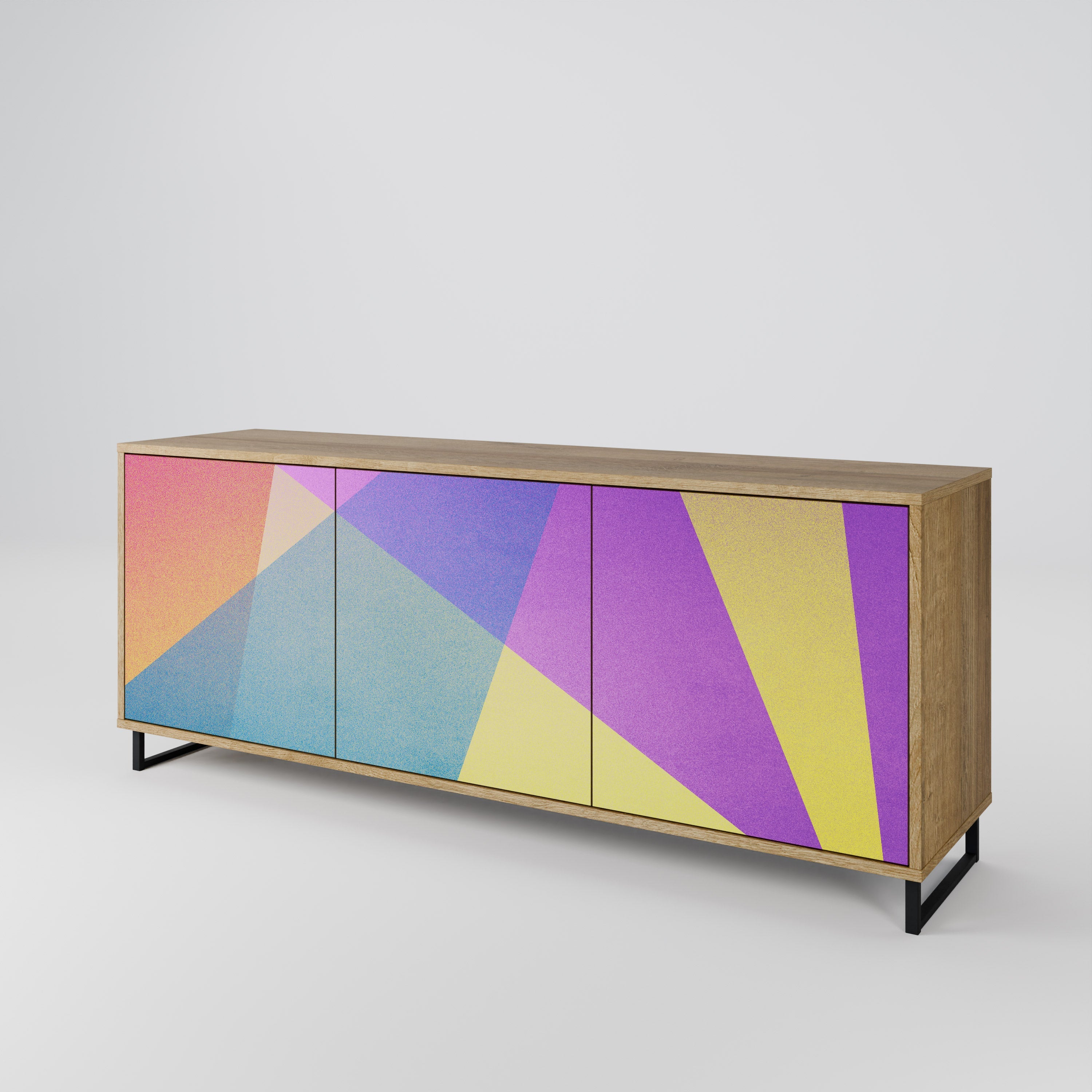 BRIGHT GEOMETRY 3-türiges Sideboard in Eichenoptik