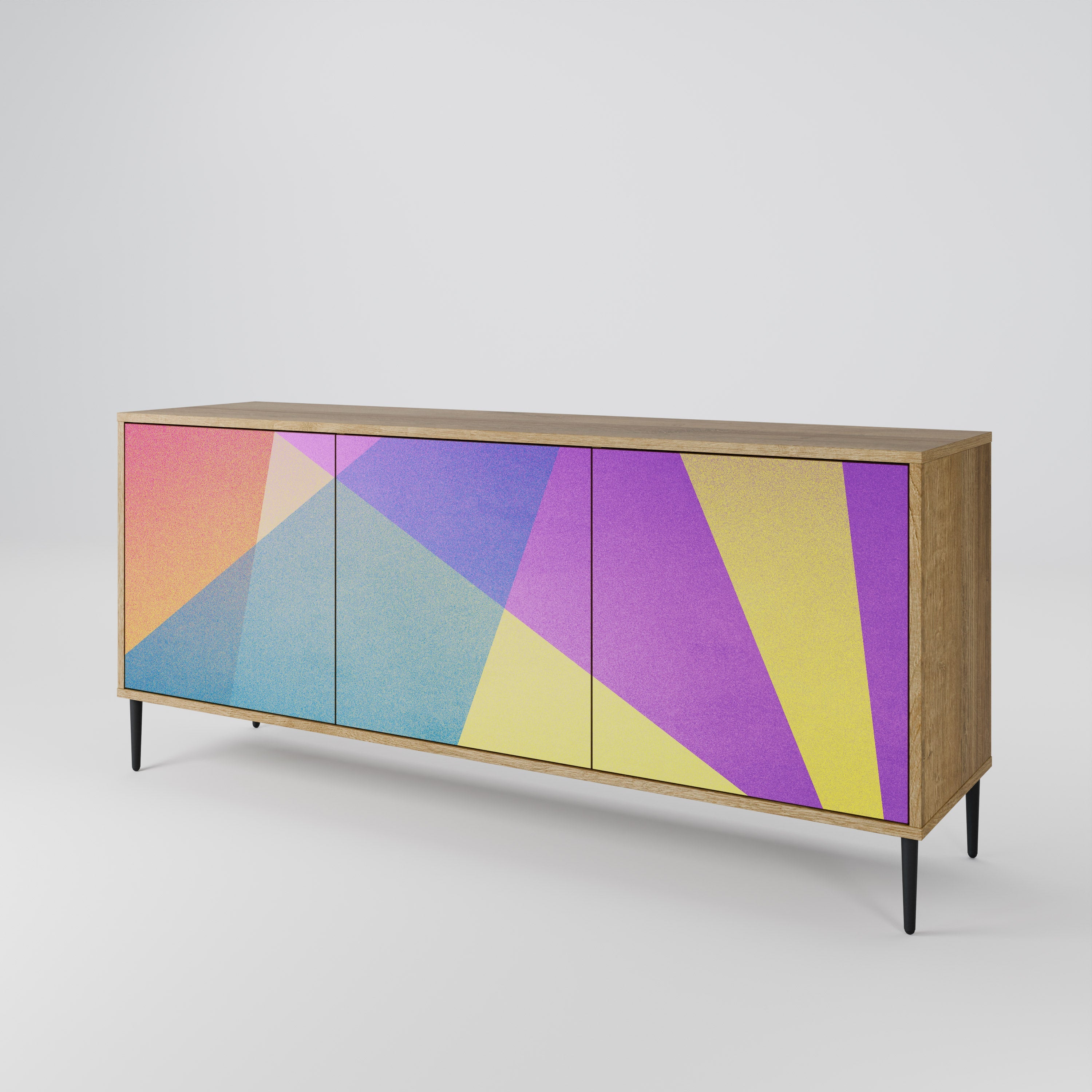 BRIGHT GEOMETRY 3-türiges Sideboard in Eichenoptik