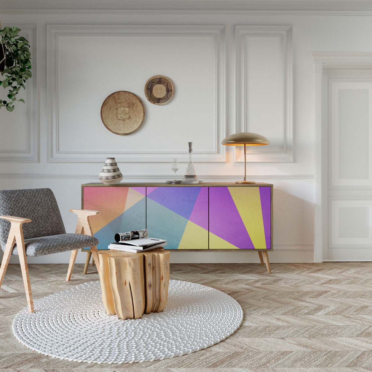 BRIGHT GEOMETRY 3-türiges Sideboard