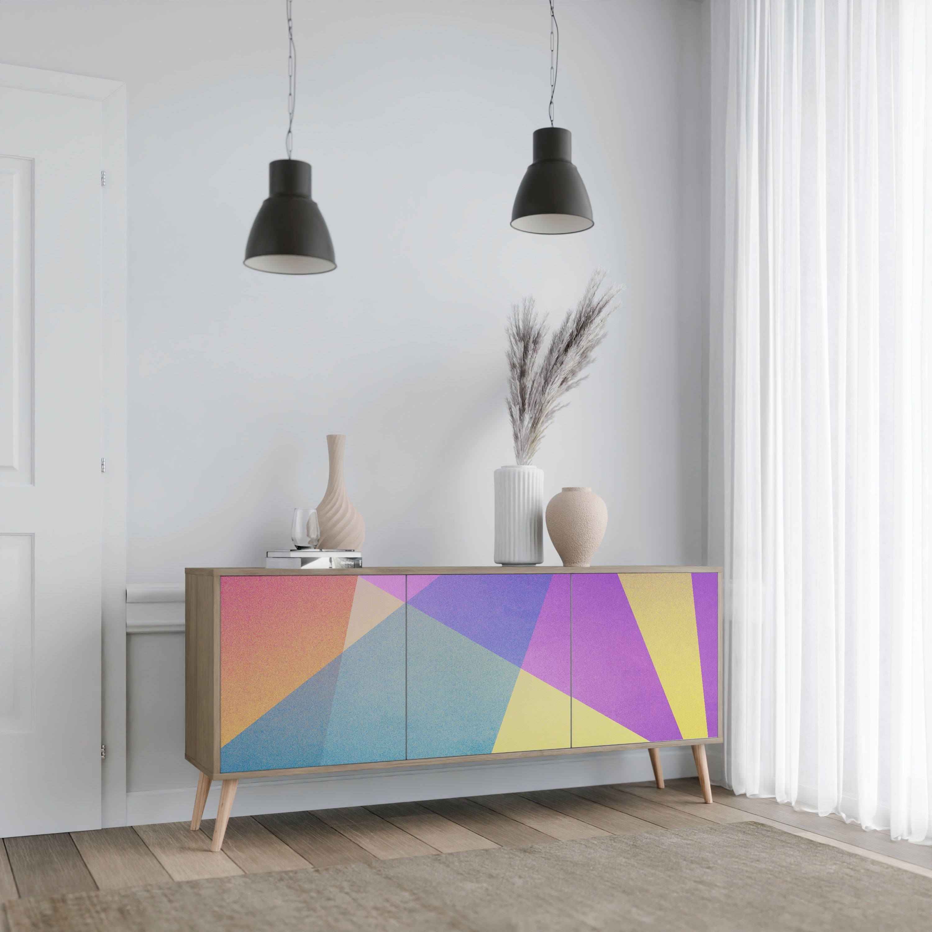 BRIGHT GEOMETRY 3-türiges Sideboard in Eichenoptik