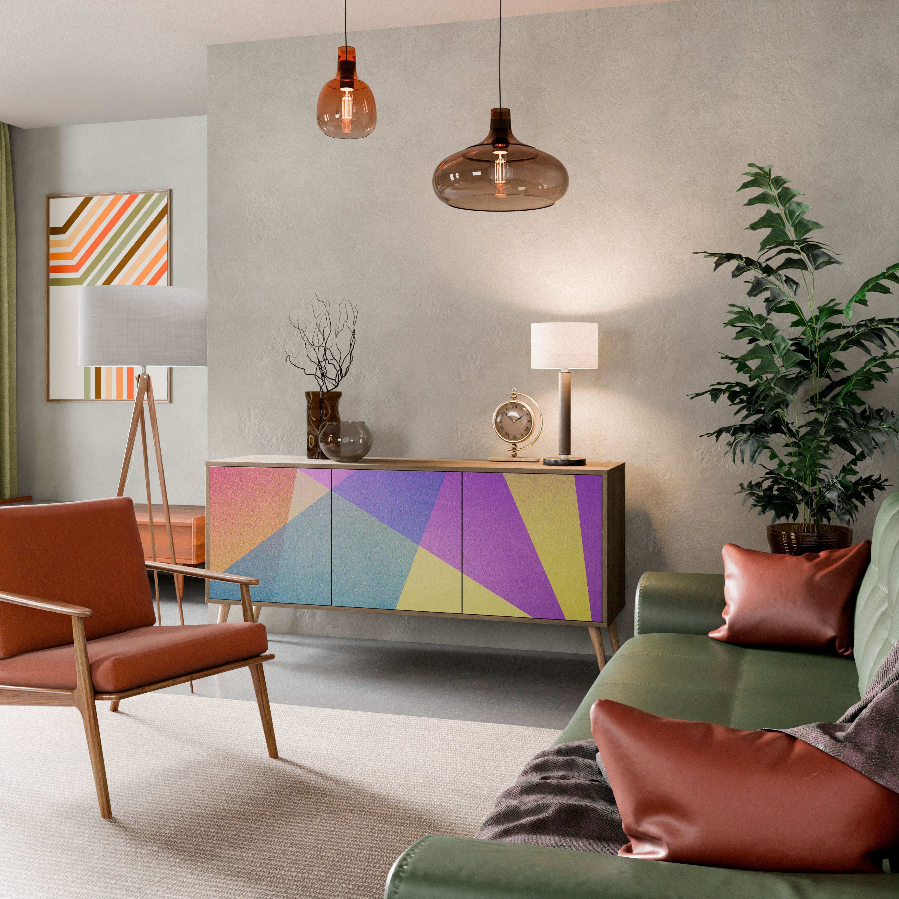 BRIGHT GEOMETRY 3-türiges Sideboard in Eichenoptik