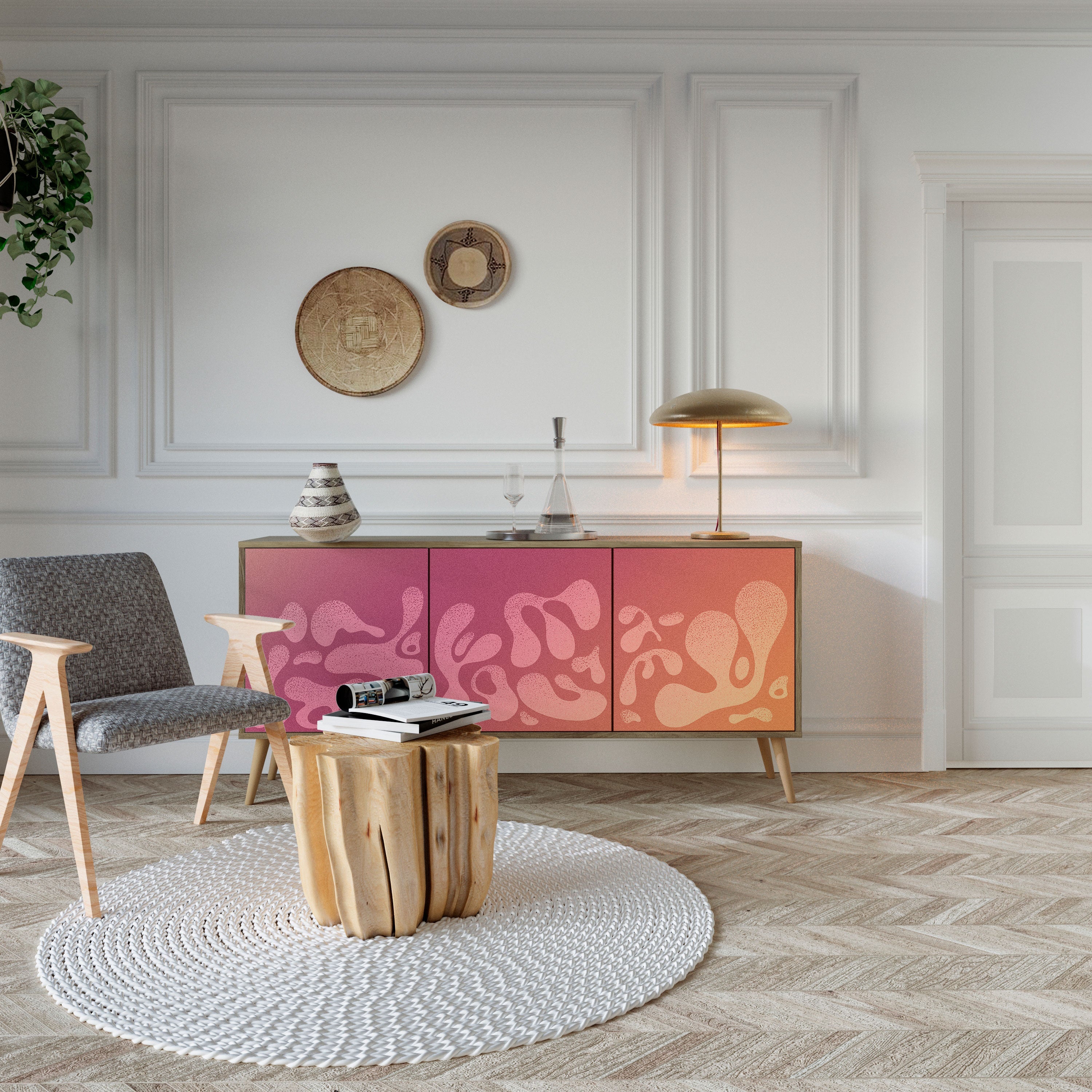 IRREGULAR PINK 3-türiges Sideboard in Eichenoptik