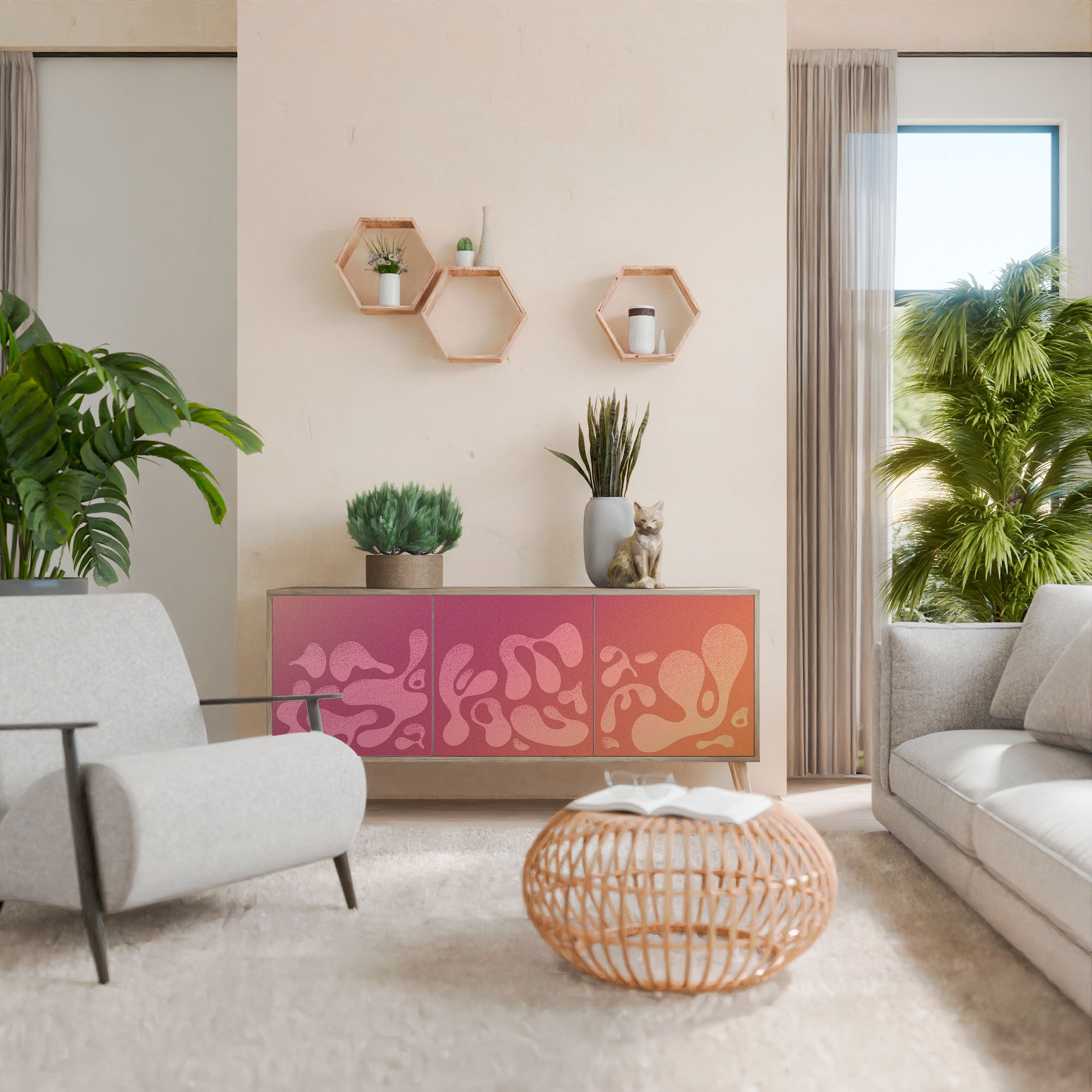 IRREGULAR PINK 3-türiges Sideboard in Eichenoptik