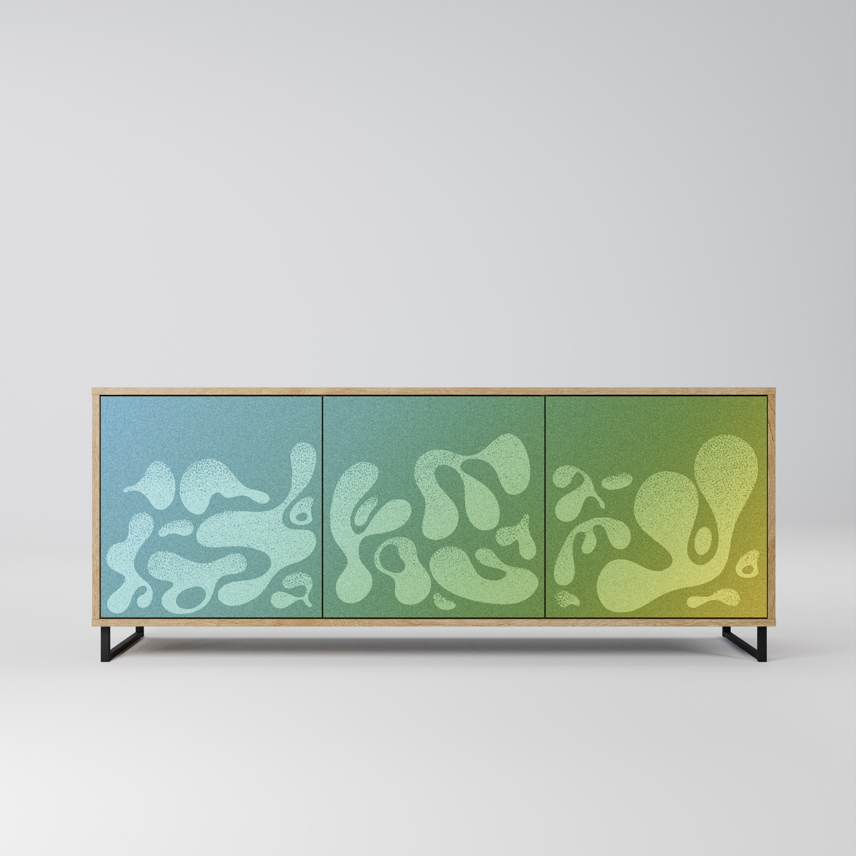IRREGULAR BLUE 3-türiges Sideboard in Eichenoptik