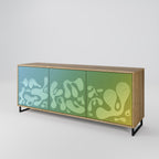 IRREGULAR BLUE 3-Door Sideboard in Oak Effect
