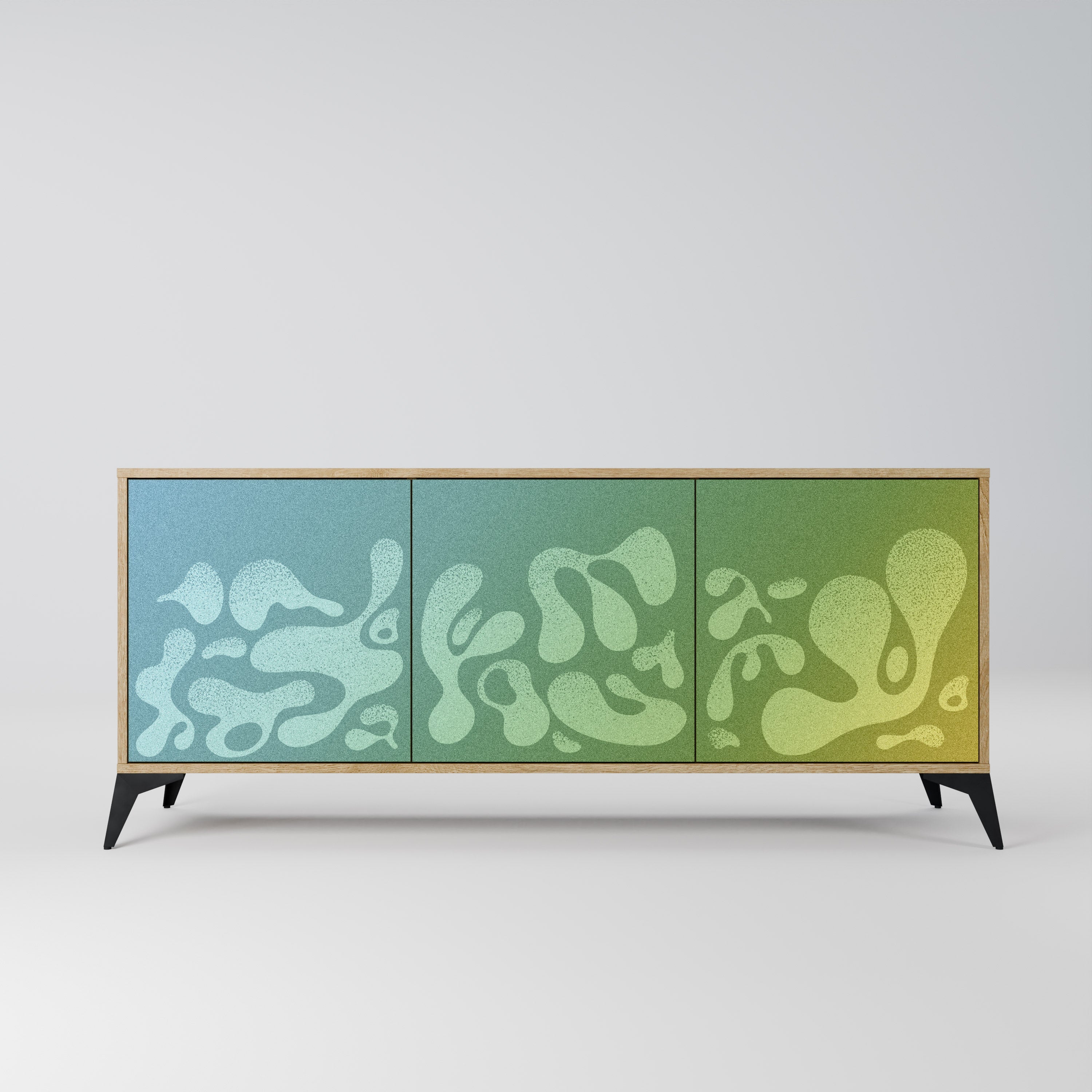 IRREGULAR BLUE 3-türiges Sideboard in Eichenoptik