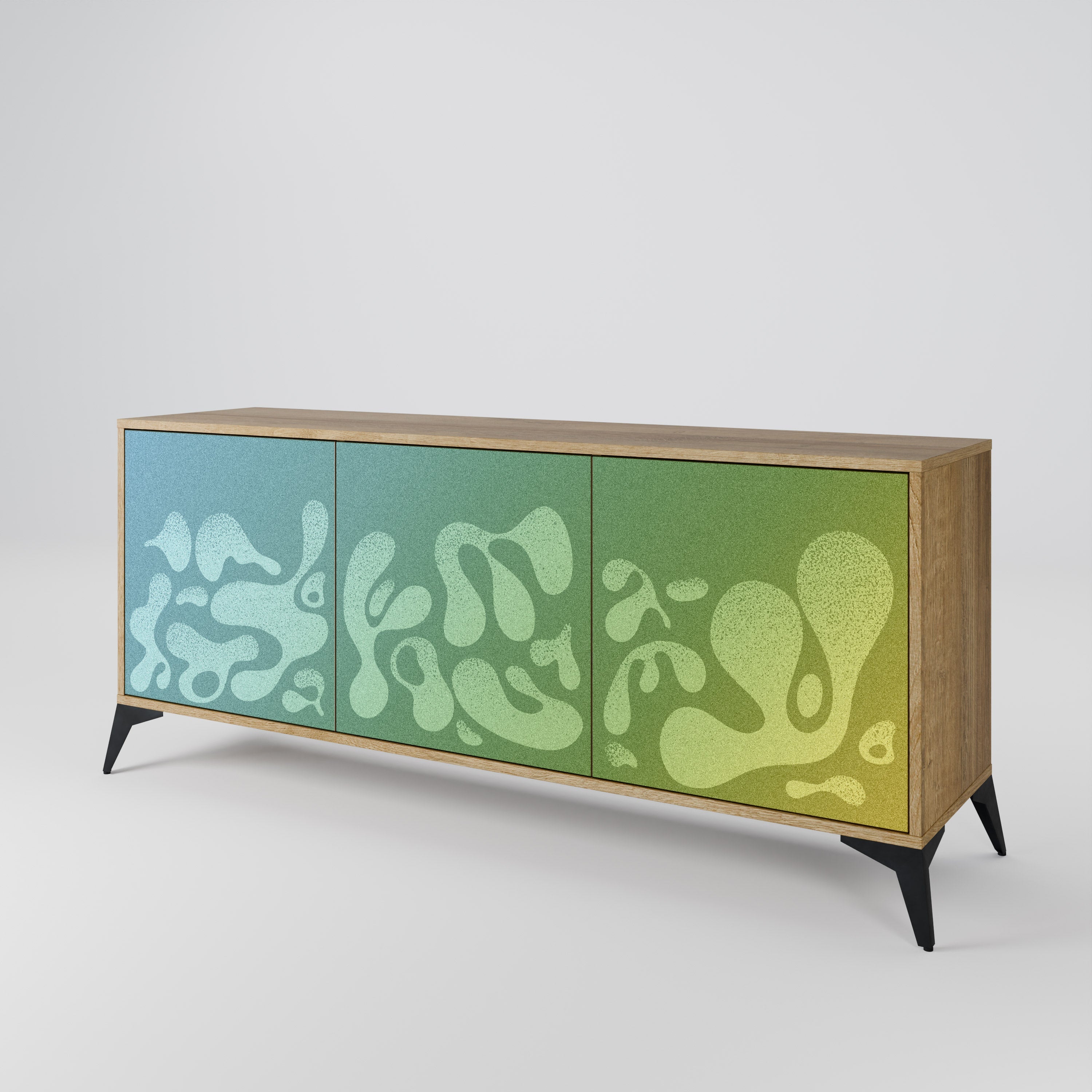 IRREGULAR BLUE 3-türiges Sideboard in Eichenoptik