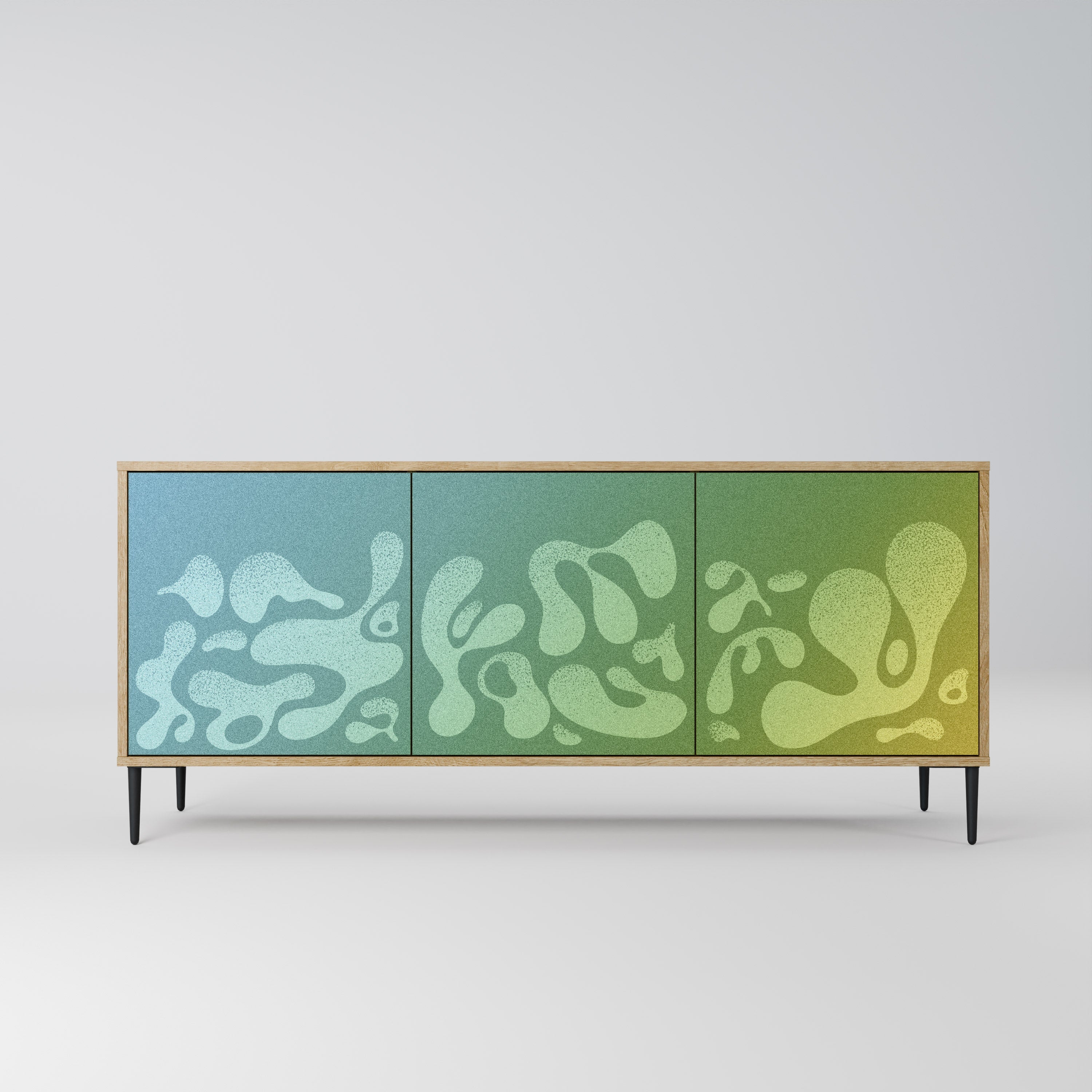 IRREGULAR BLUE 3-türiges Sideboard in Eichenoptik