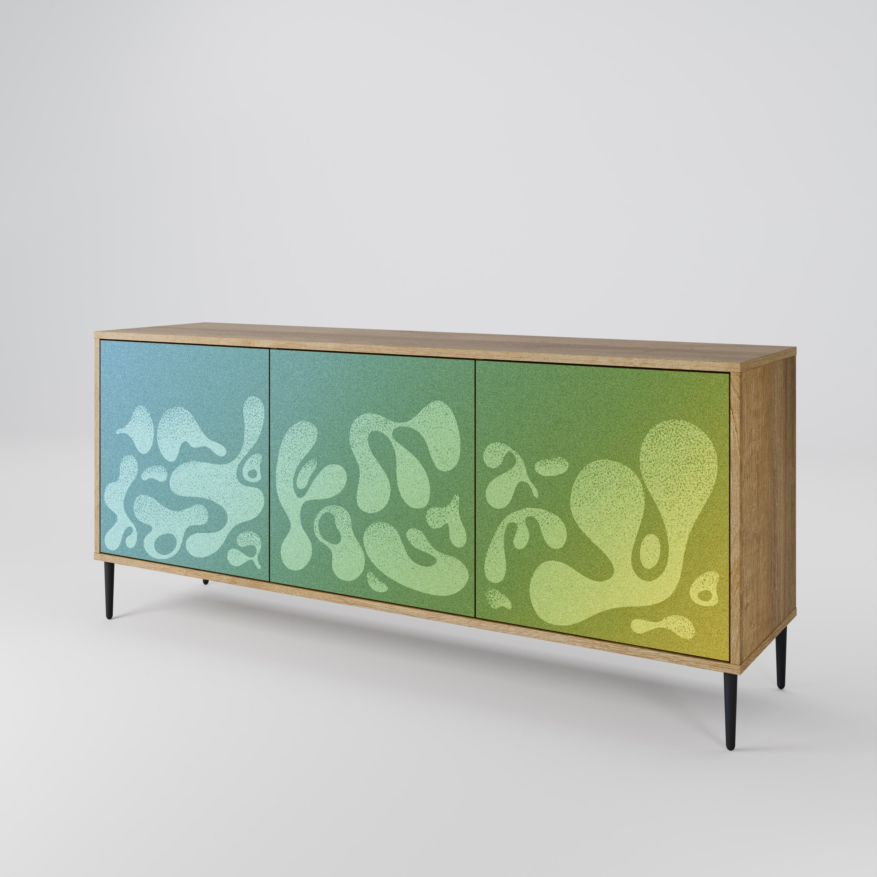 IRREGULAR BLUE 3-türiges Sideboard in Eichenoptik