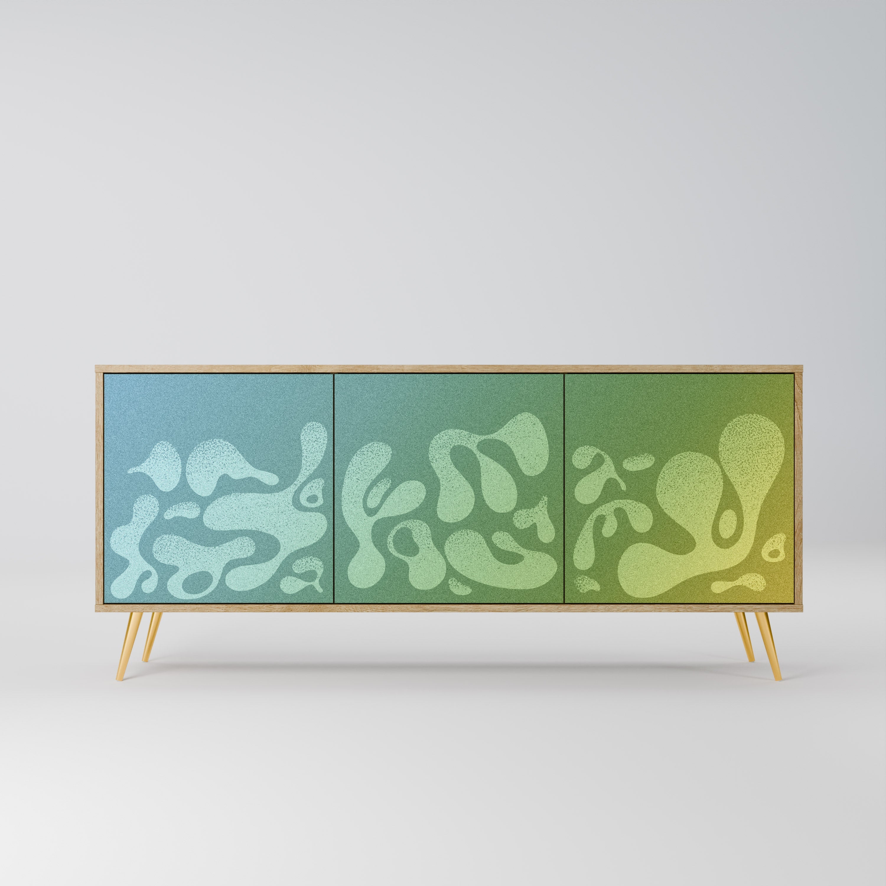 IRREGULAR BLUE 3-türiges Sideboard in Eichenoptik