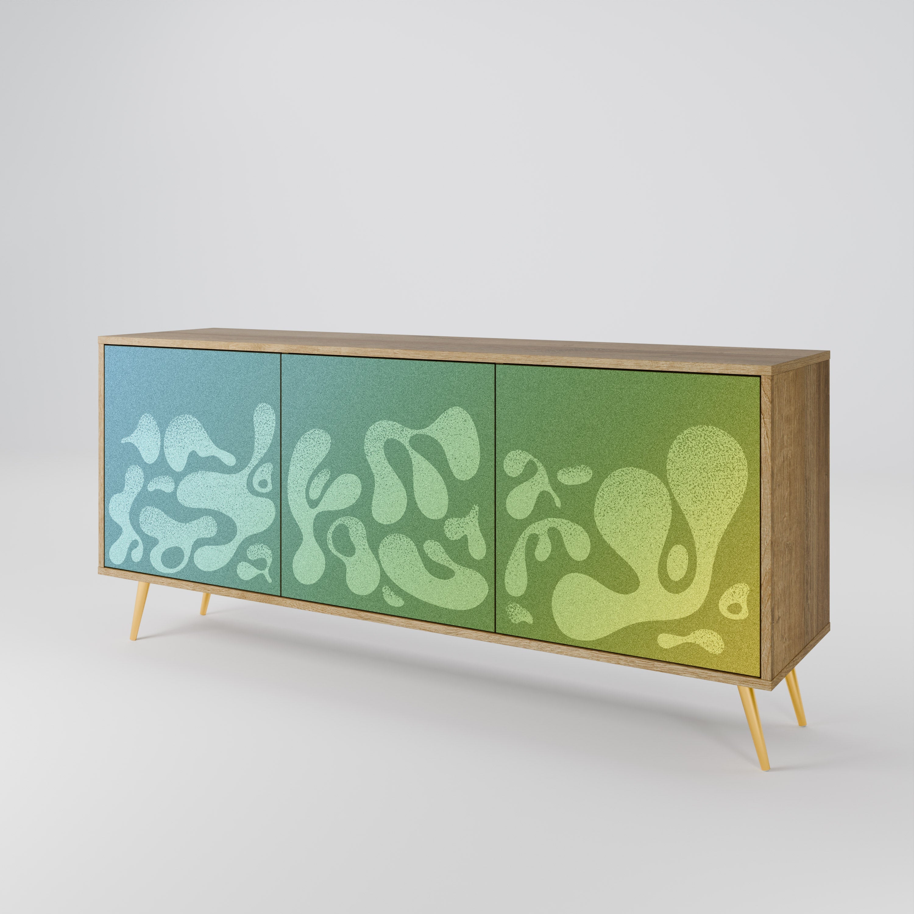 IRREGULAR BLUE 3-türiges Sideboard in Eichenoptik