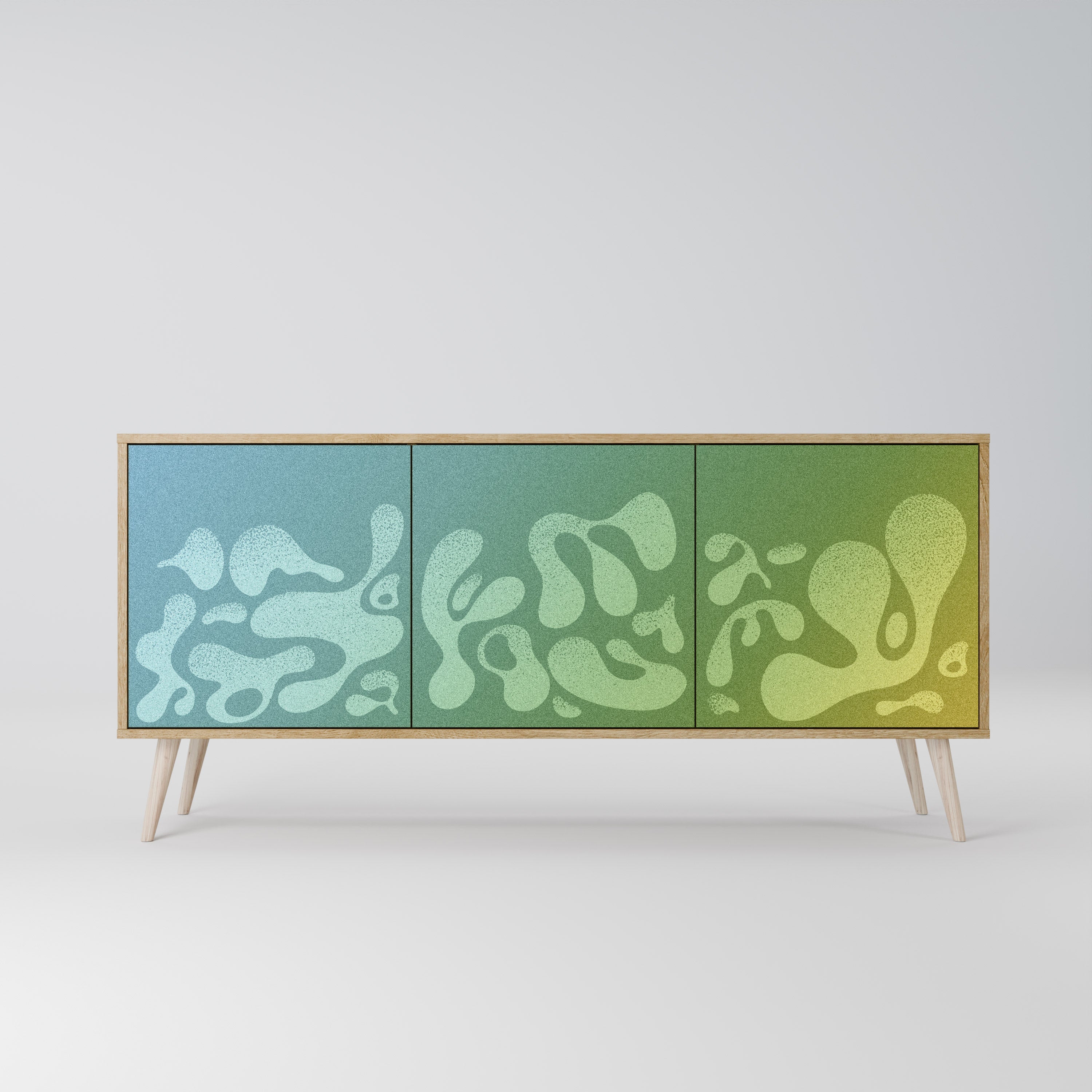 IRREGULAR BLUE 3-türiges Sideboard in Eichenoptik