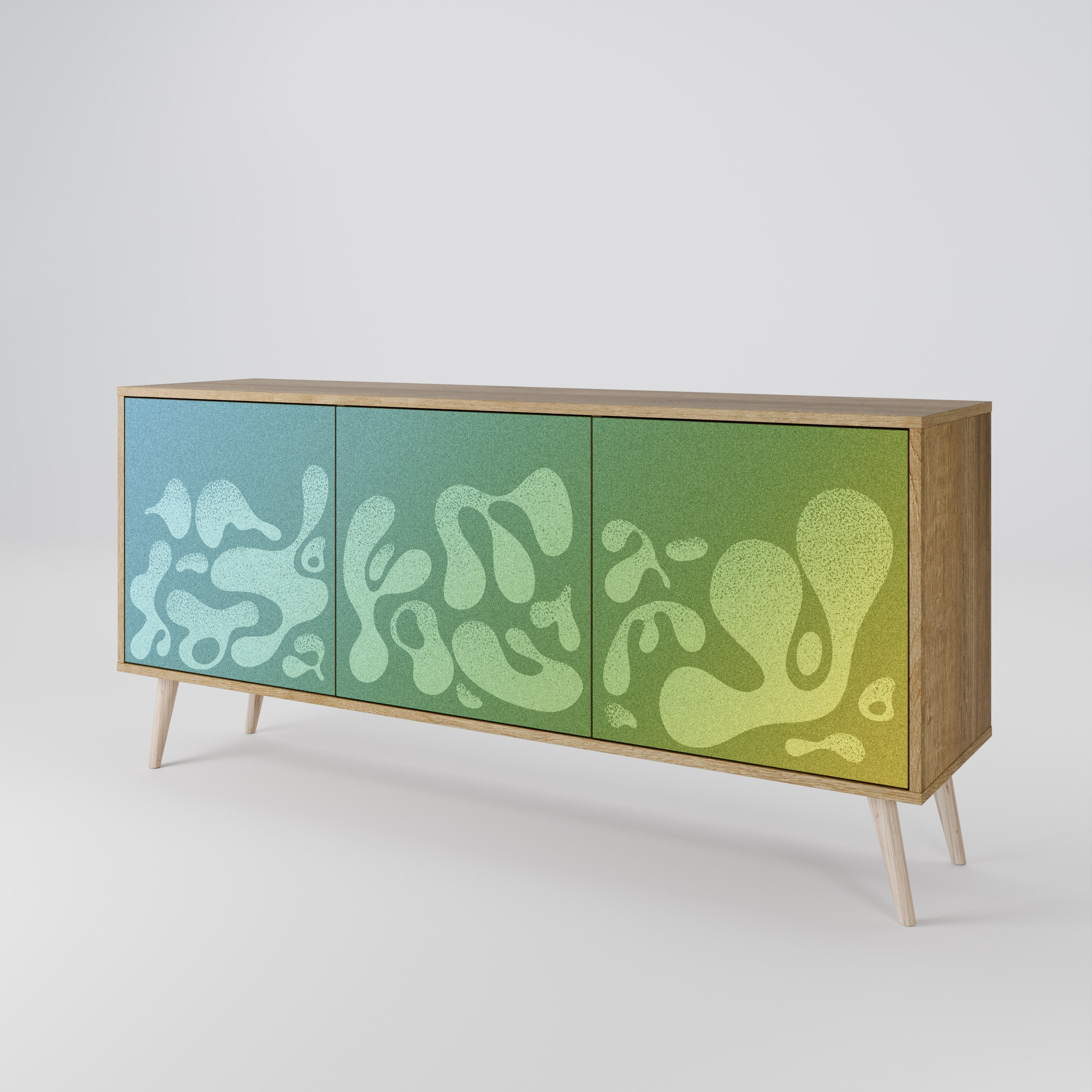 IRREGULAR BLUE 3-türiges Sideboard in Eichenoptik