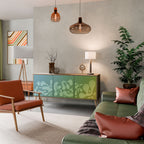 IRREGULAR BLUE 3-Door Sideboard in Oak Effect