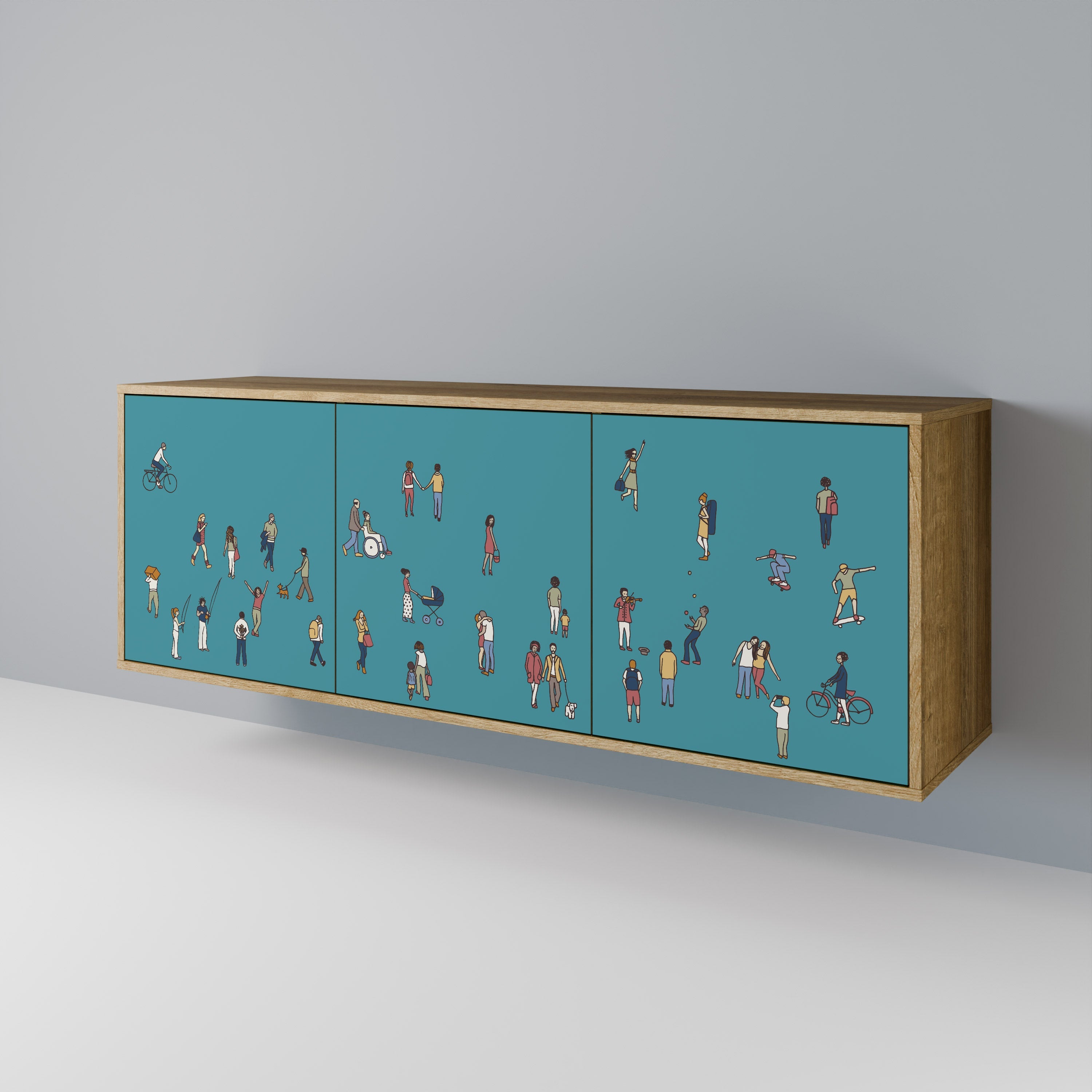 COLLECTIVE STREAM 3-türiges Sideboard in Eichenoptik