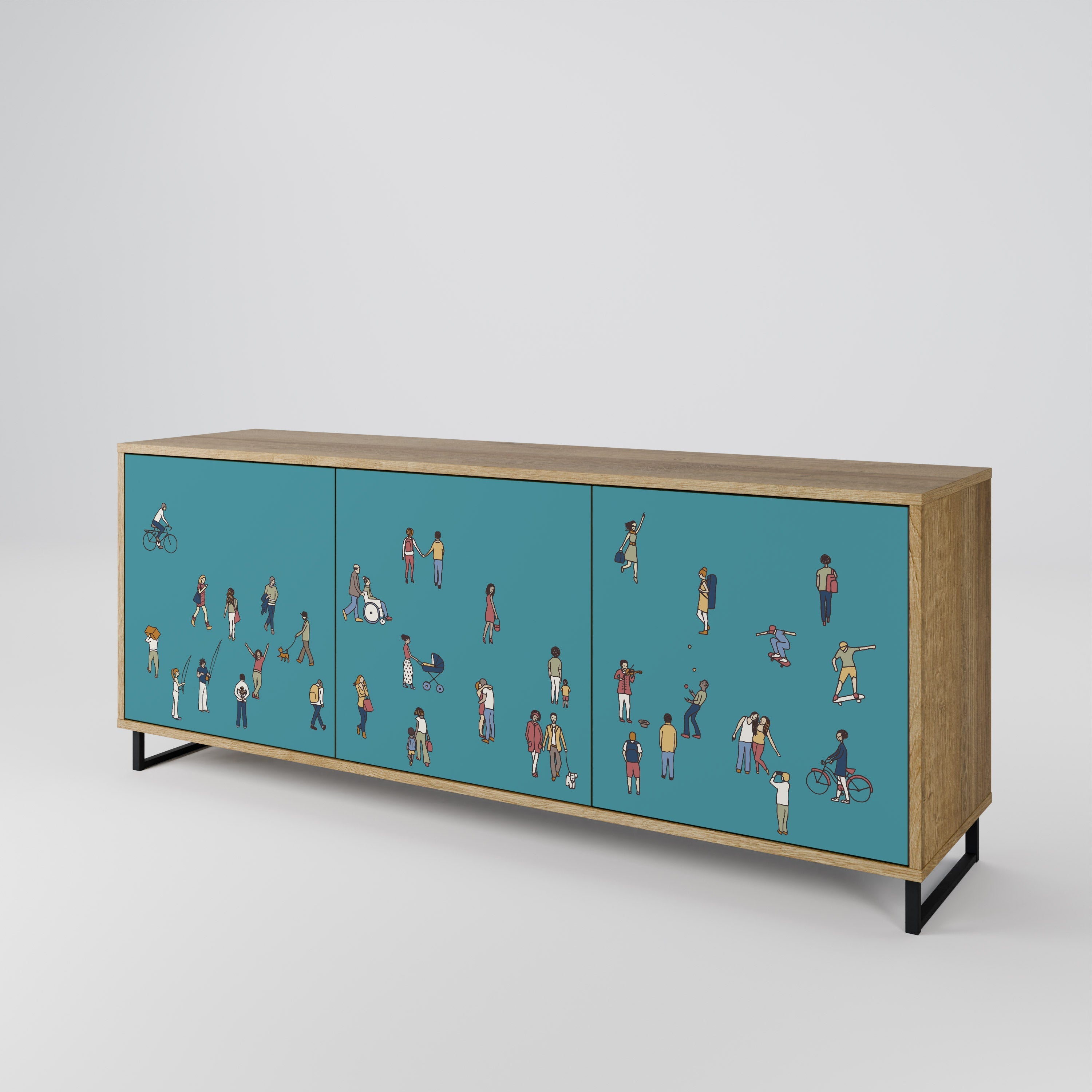 COLLECTIVE STREAM 3-türiges Sideboard in Eichenoptik
