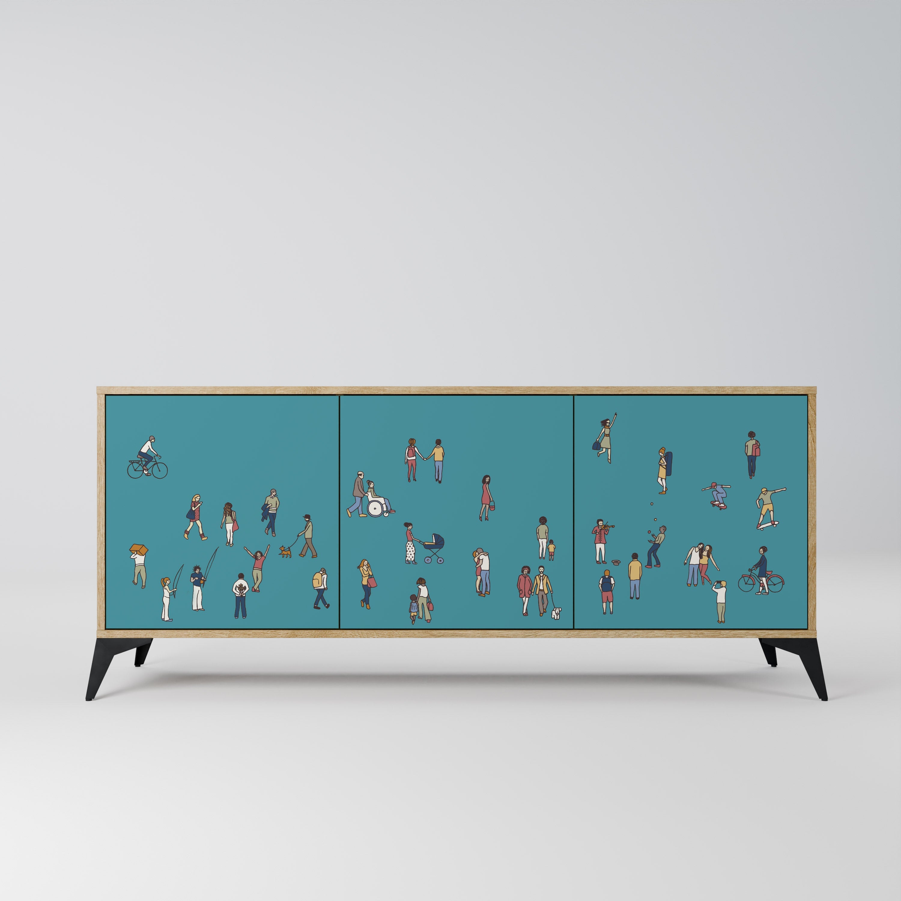 COLLECTIVE STREAM 3-türiges Sideboard in Eichenoptik