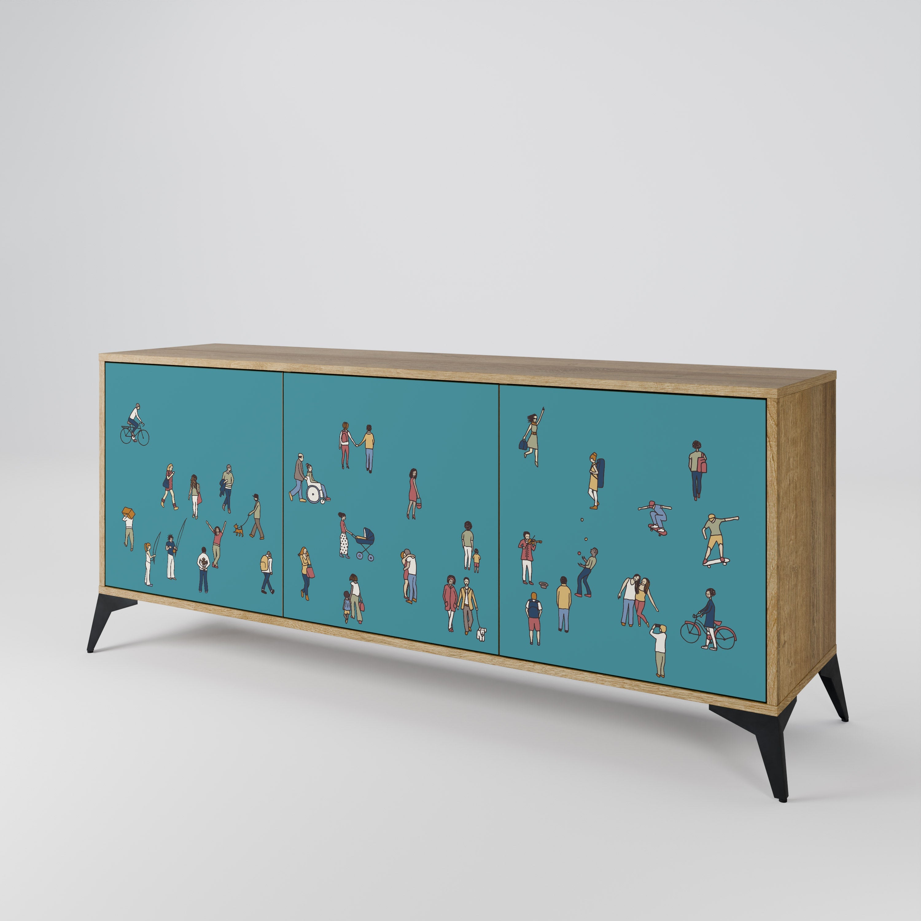 COLLECTIVE STREAM 3-türiges Sideboard in Eichenoptik