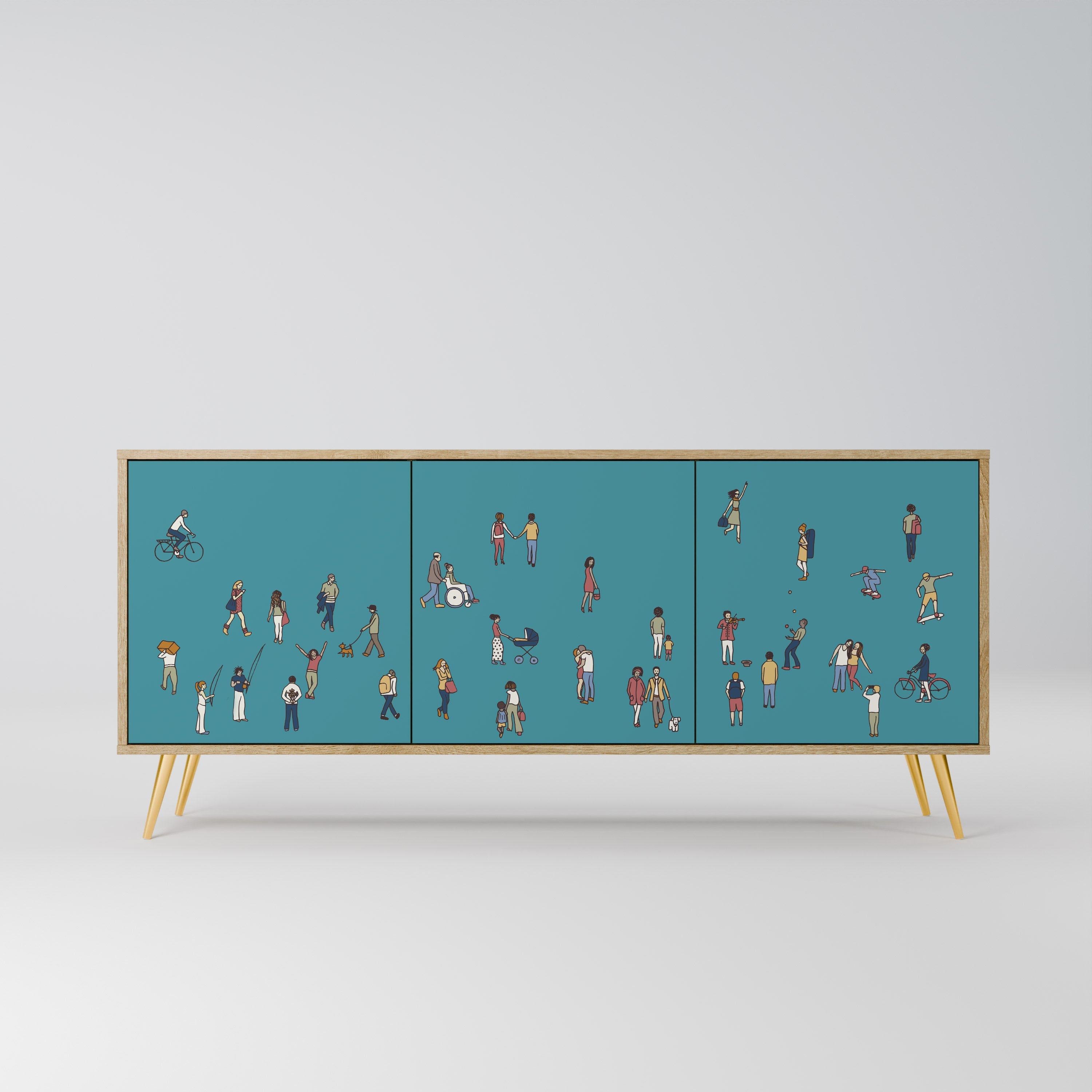 COLLECTIVE STREAM 3-türiges Sideboard in Eichenoptik
