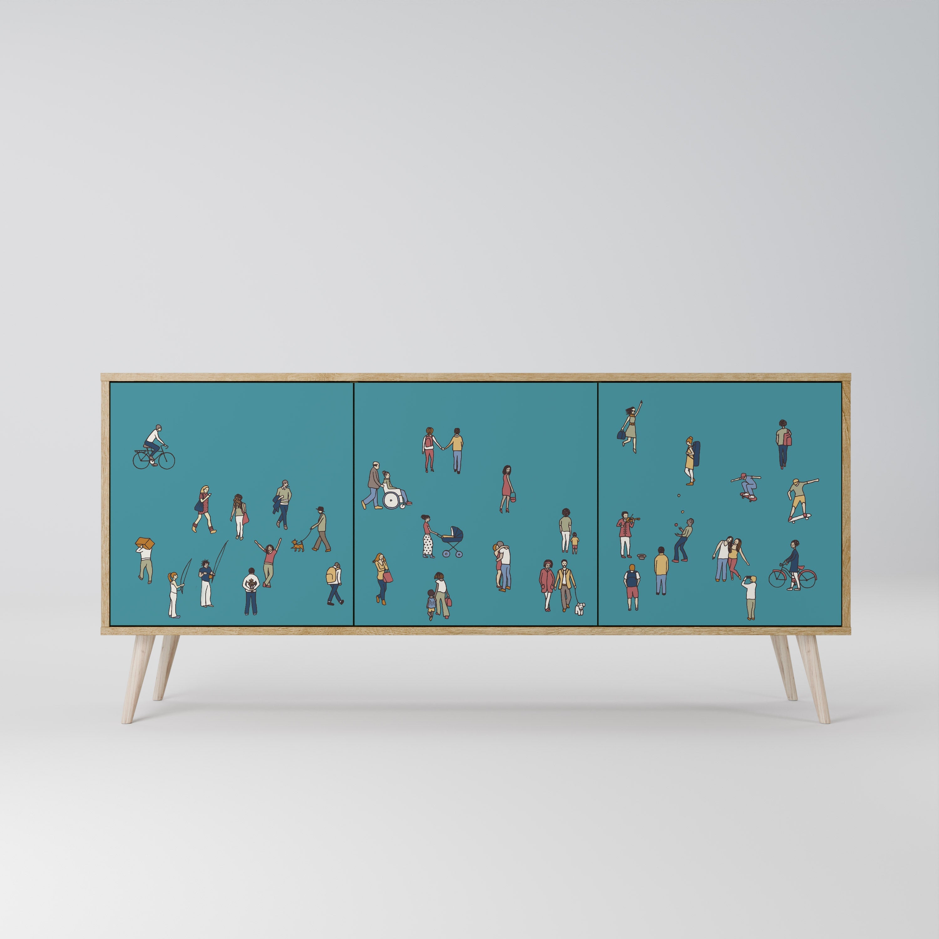COLLECTIVE STREAM 3-türiges Sideboard in Eichenoptik