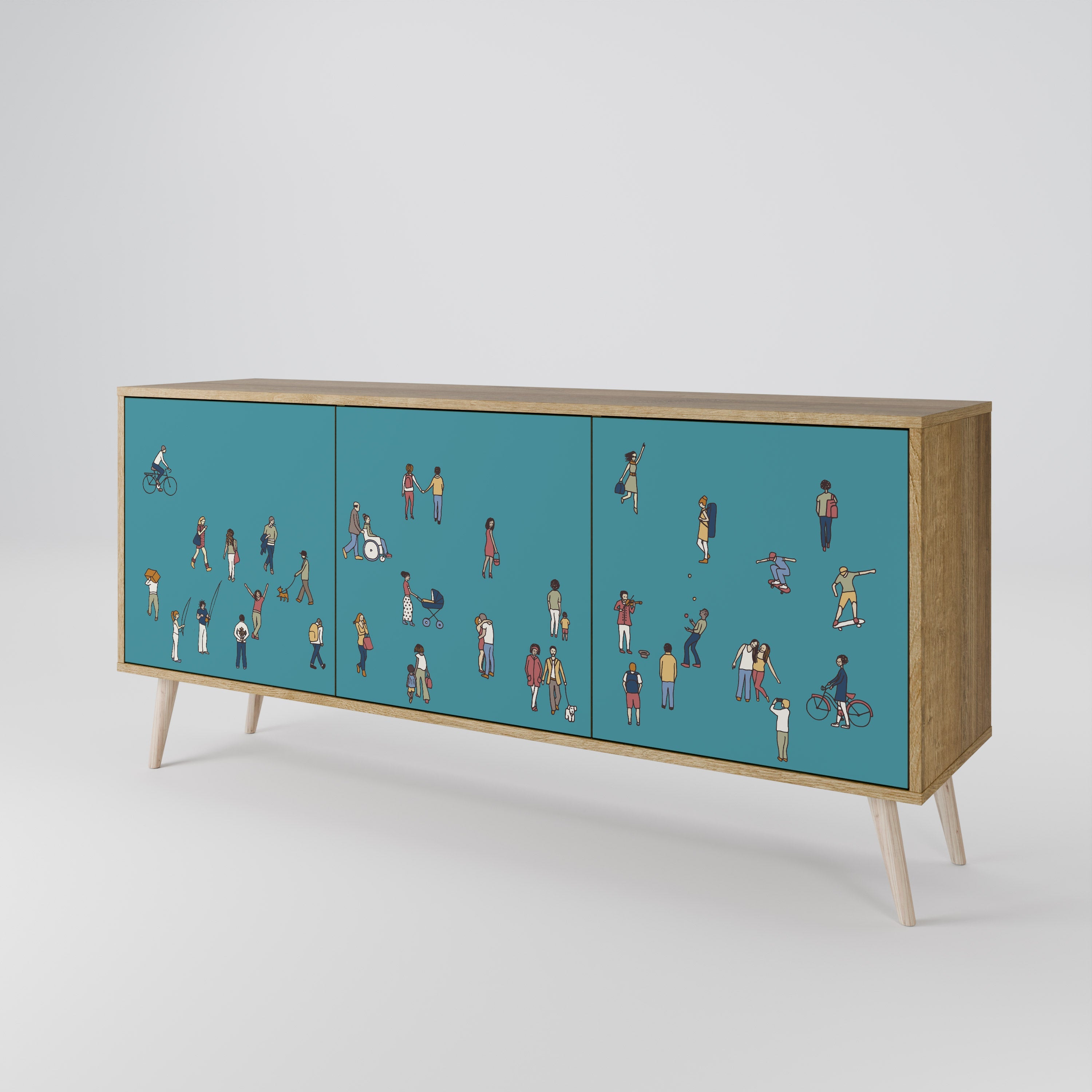 COLLECTIVE STREAM 3-türiges Sideboard in Eichenoptik