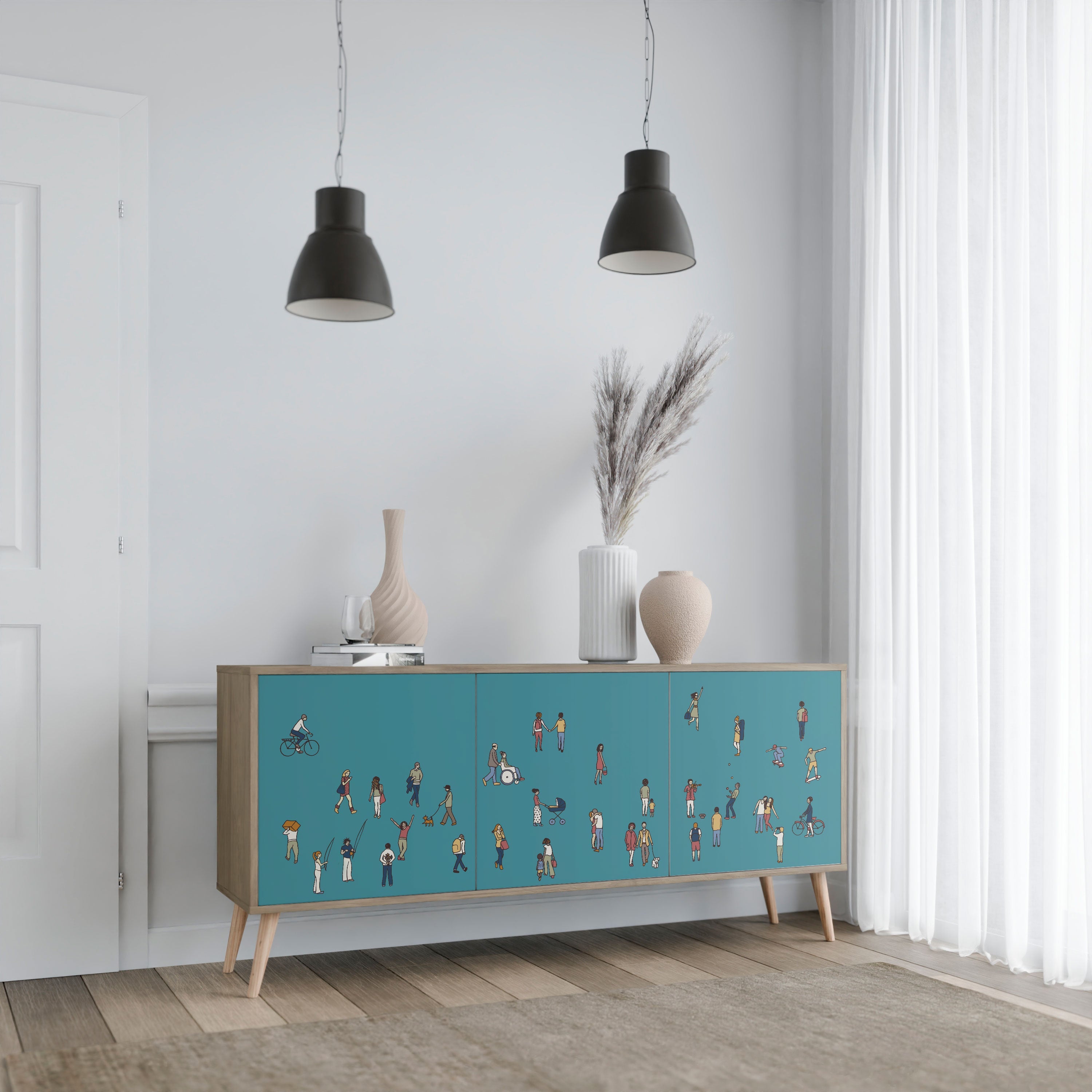 COLLECTIVE STREAM 3-türiges Sideboard in Eichenoptik
