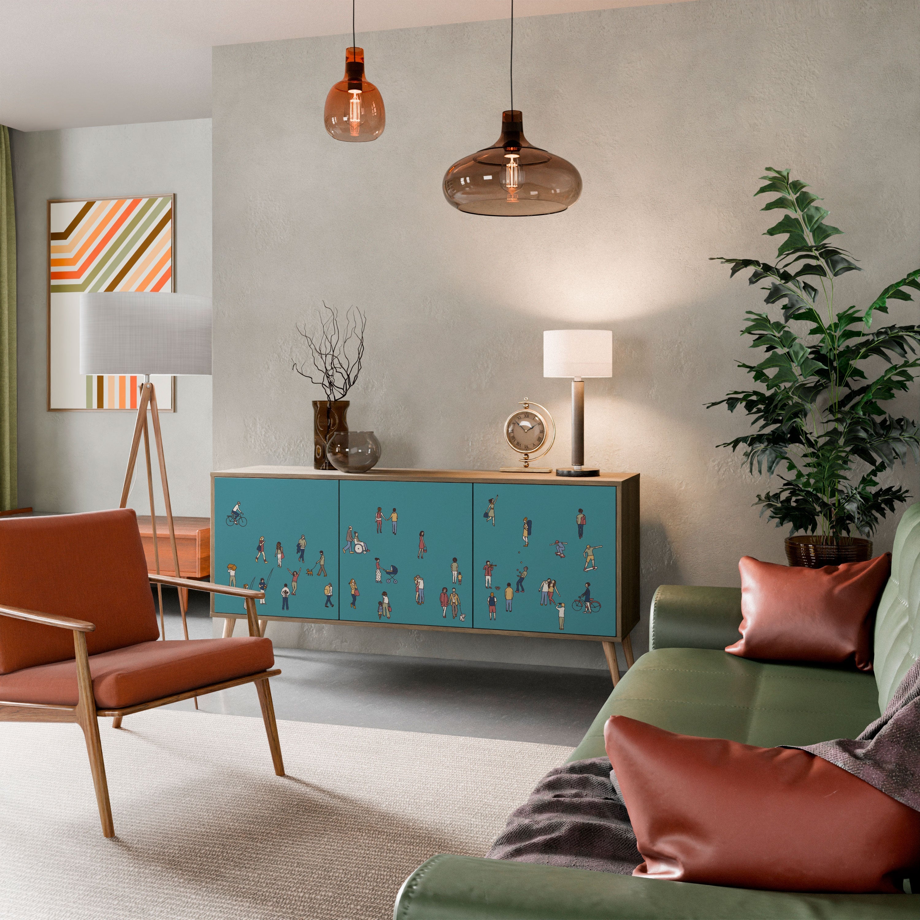 COLLECTIVE STREAM 3-türiges Sideboard in Eichenoptik