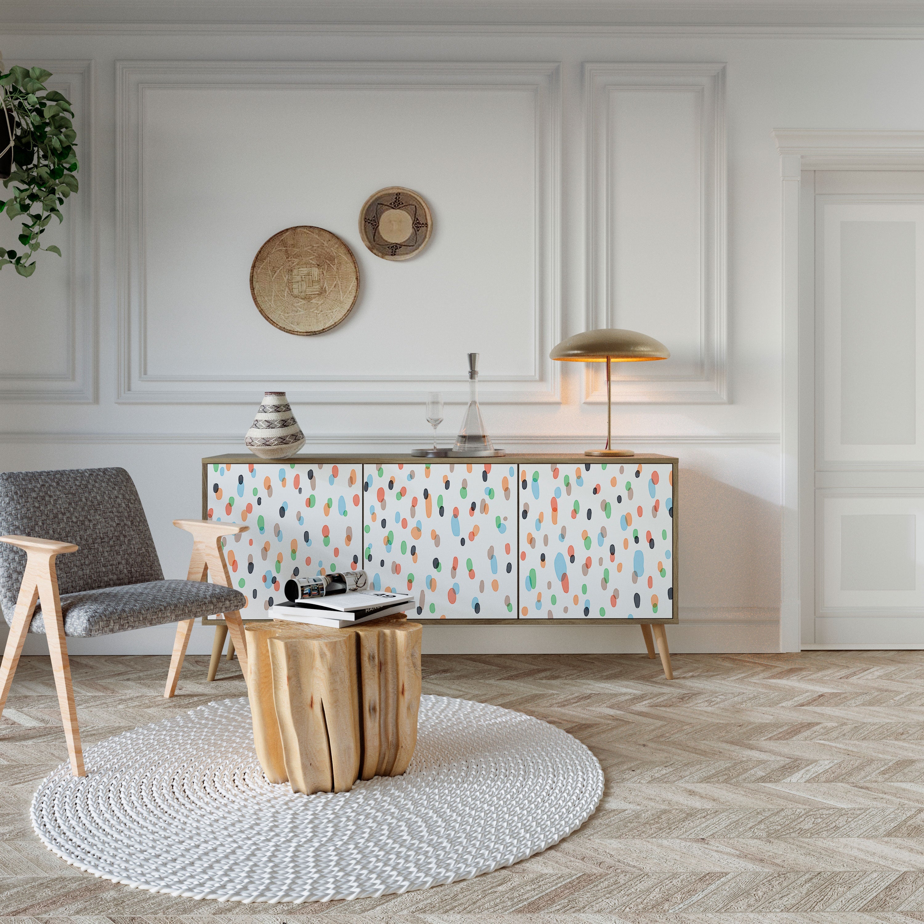 ENERGETIC SPOTS 3-türiges Sideboard in Eichenoptik