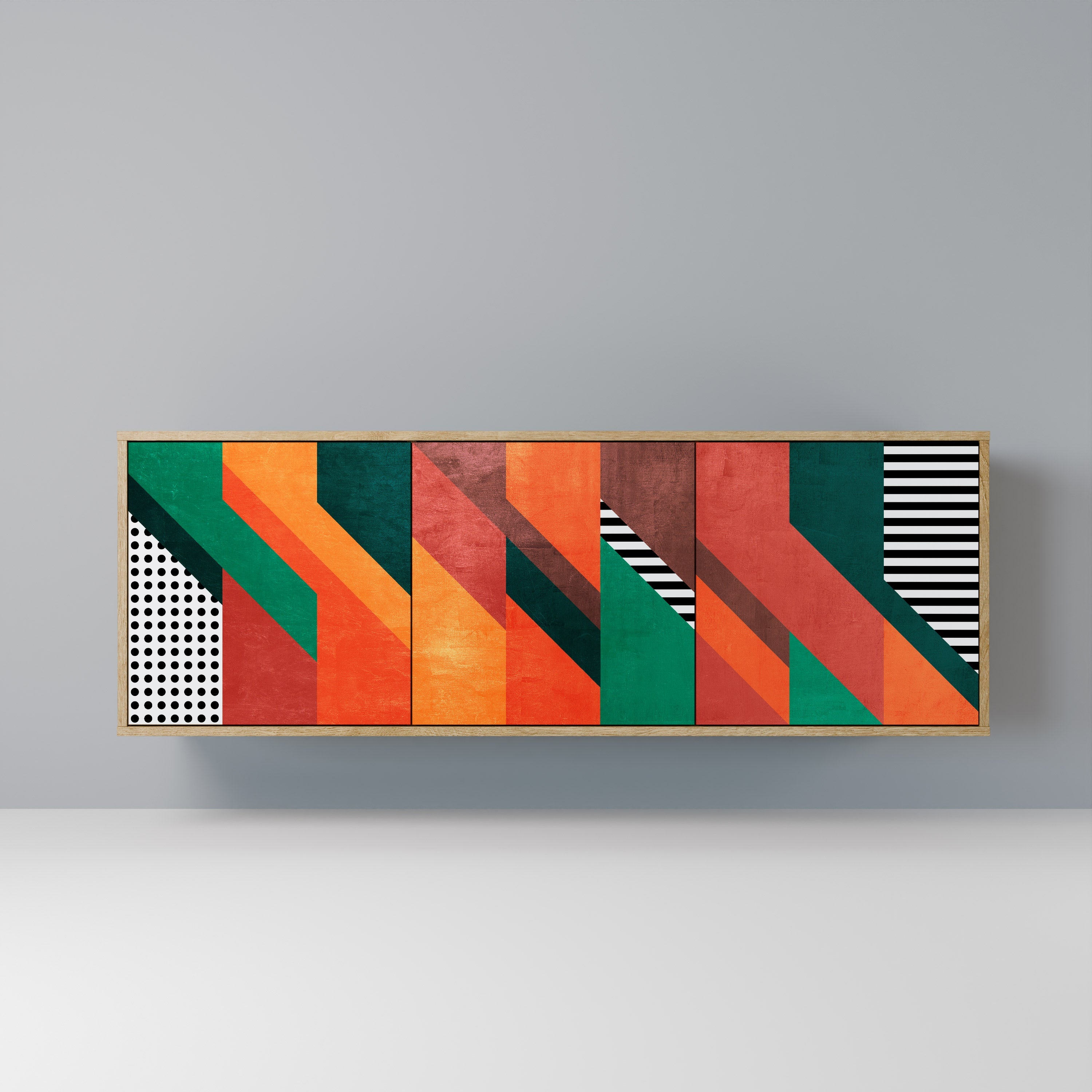 MAKESHIFT ARTISTRY 3-türiges Sideboard in Eichenoptik