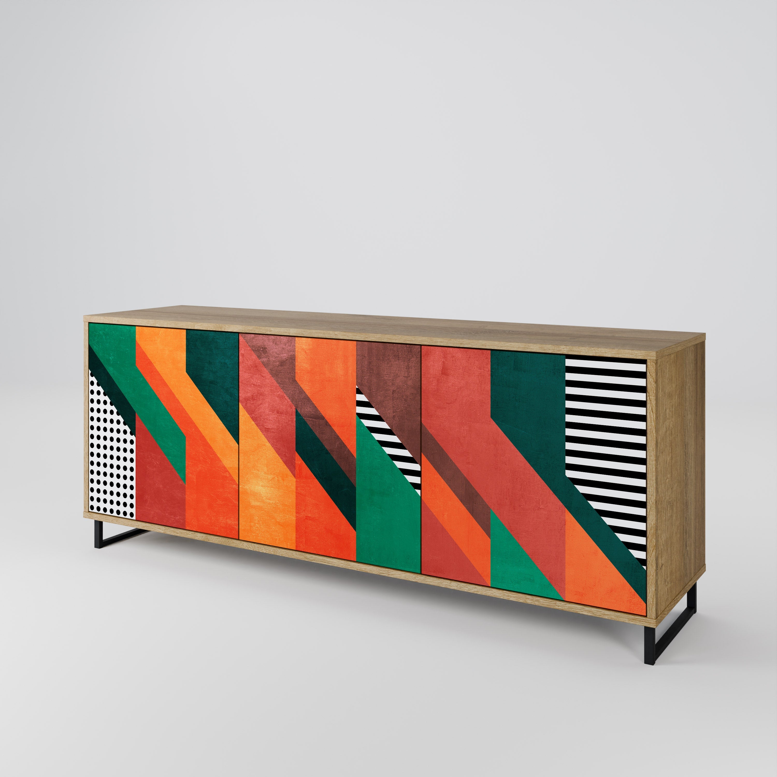 MAKESHIFT ARTISTRY 3-türiges Sideboard in Eichenoptik