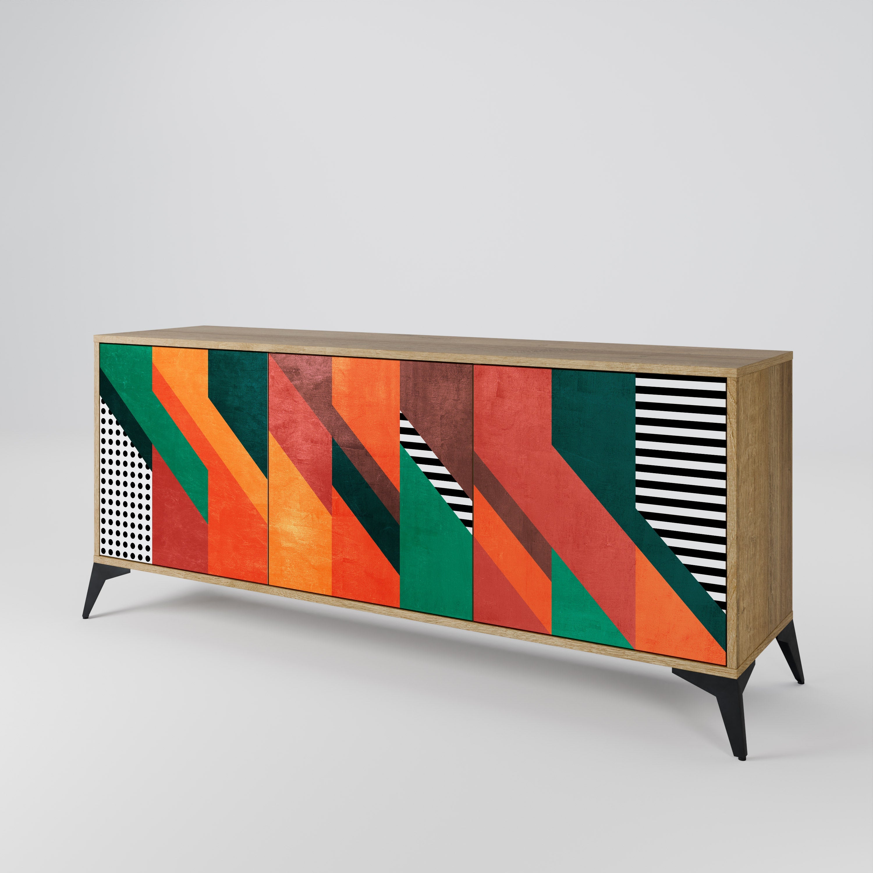 MAKESHIFT ARTISTRY 3-türiges Sideboard in Eichenoptik