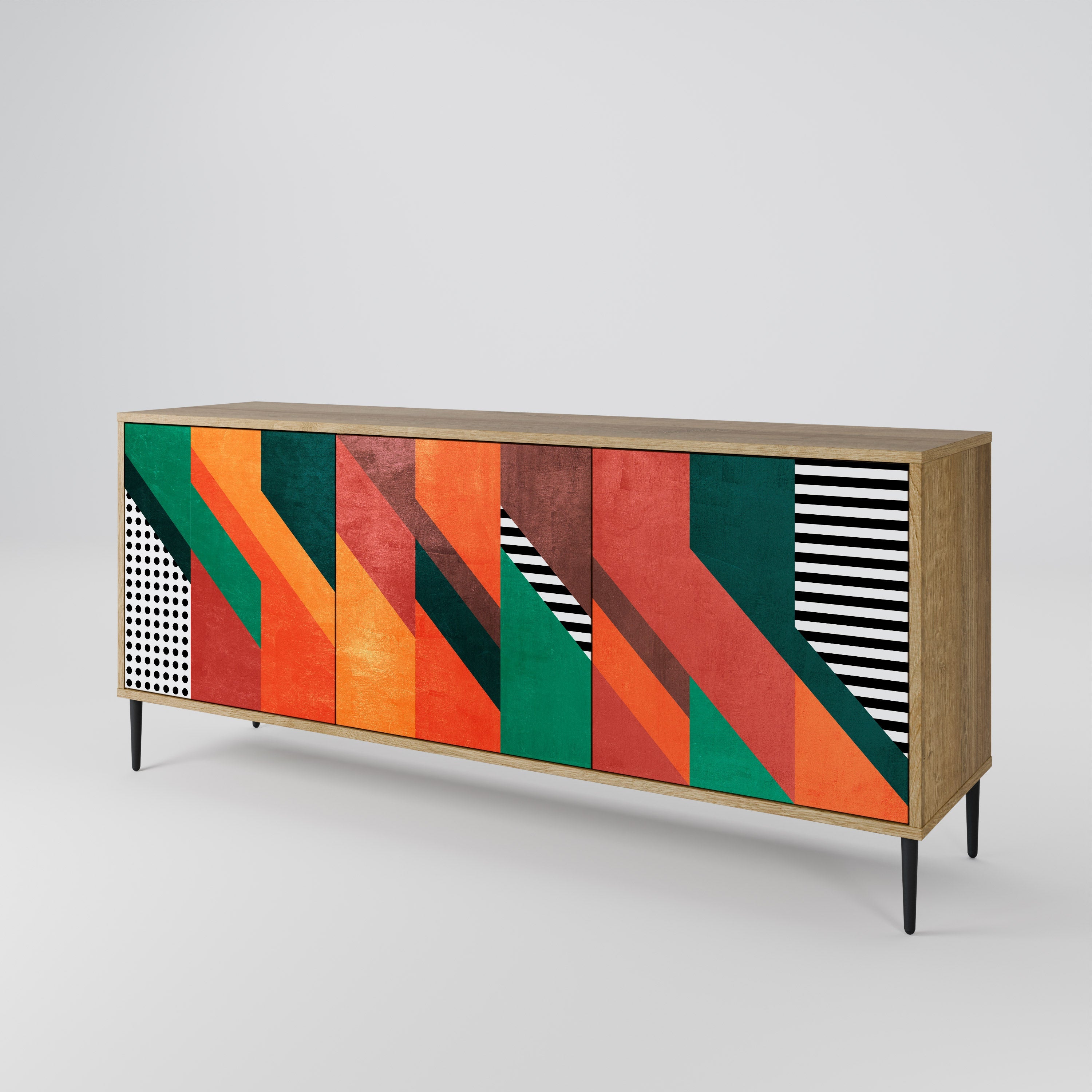 MAKESHIFT ARTISTRY 3-türiges Sideboard in Eichenoptik