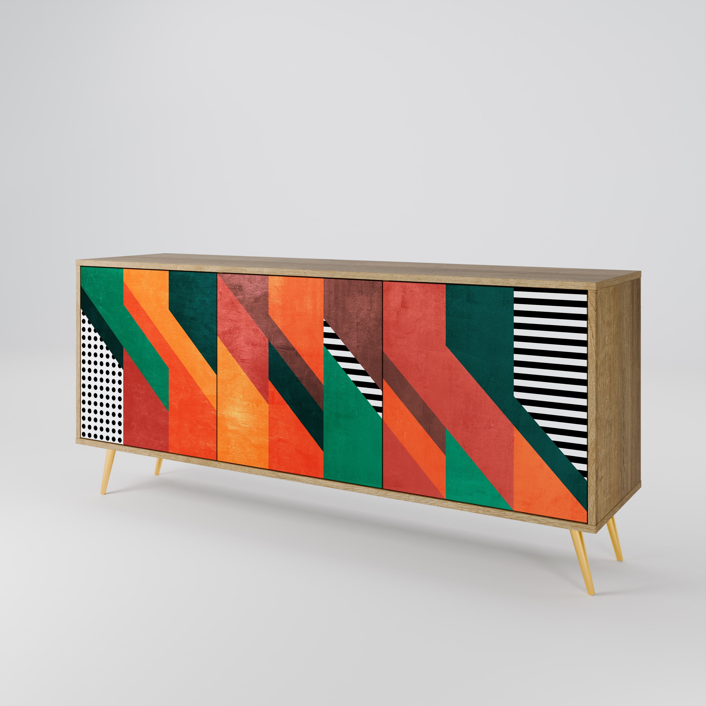 MAKESHIFT ARTISTRY 3-türiges Sideboard in Eichenoptik